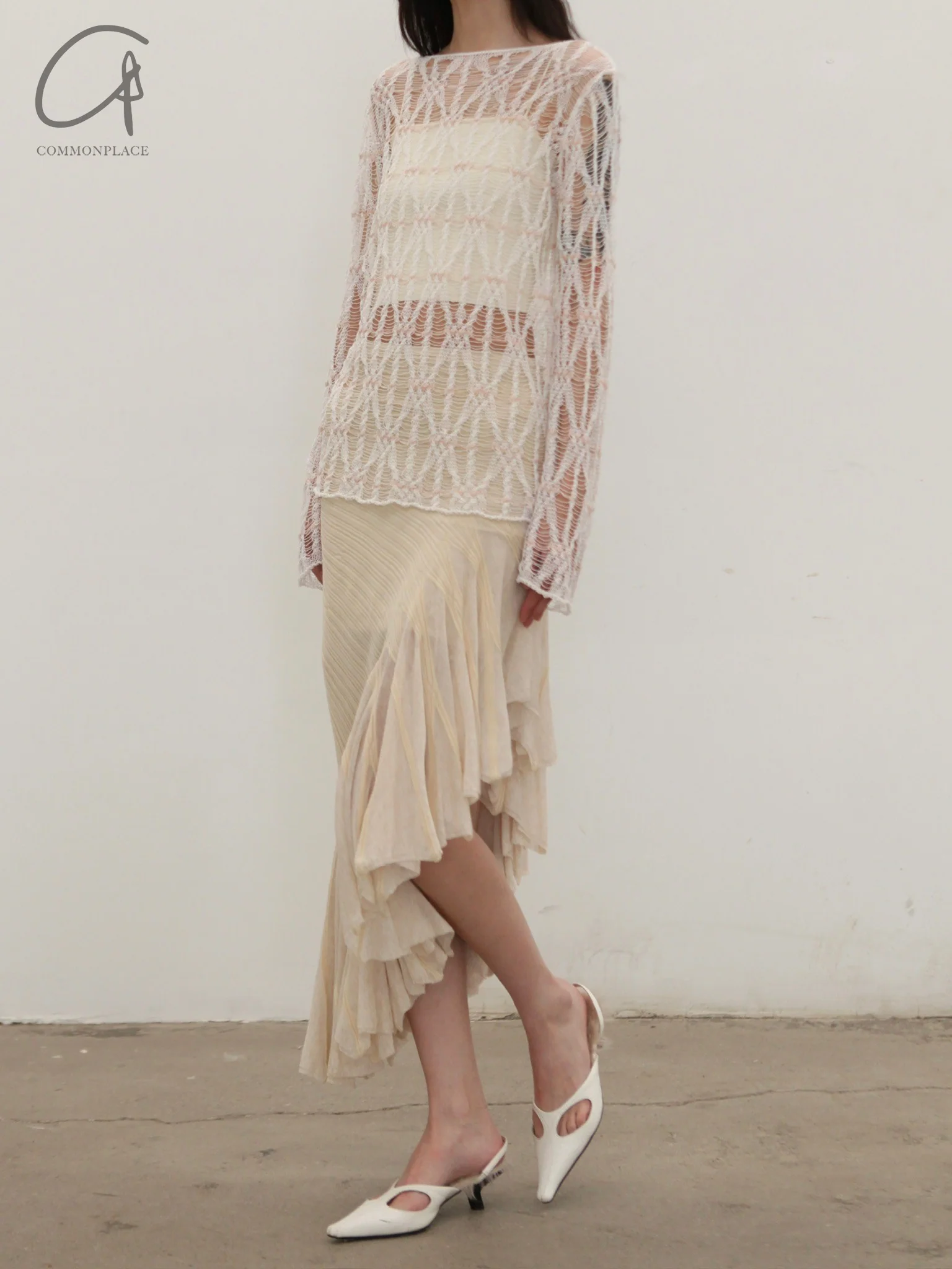 SWAYING 25 Spring/Summer Silk Cotton Slant Skirt SW-SW25SS3B03C1-YAMA Linen - Image 6