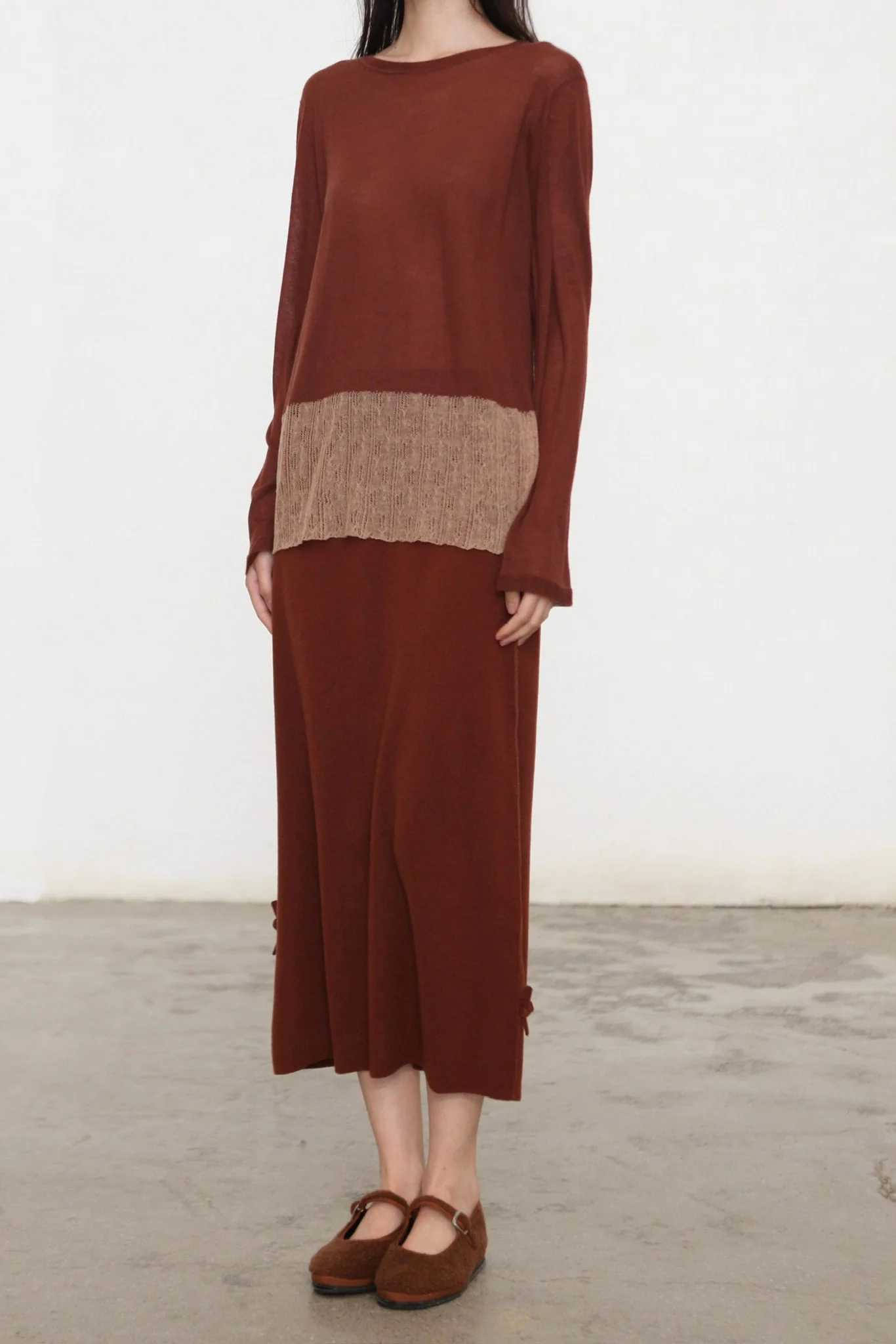 SWAYING 26 Early Spring Cashmere Trim Sweater SW-SW26PS1T15C2-DH Bean Red - Image 2