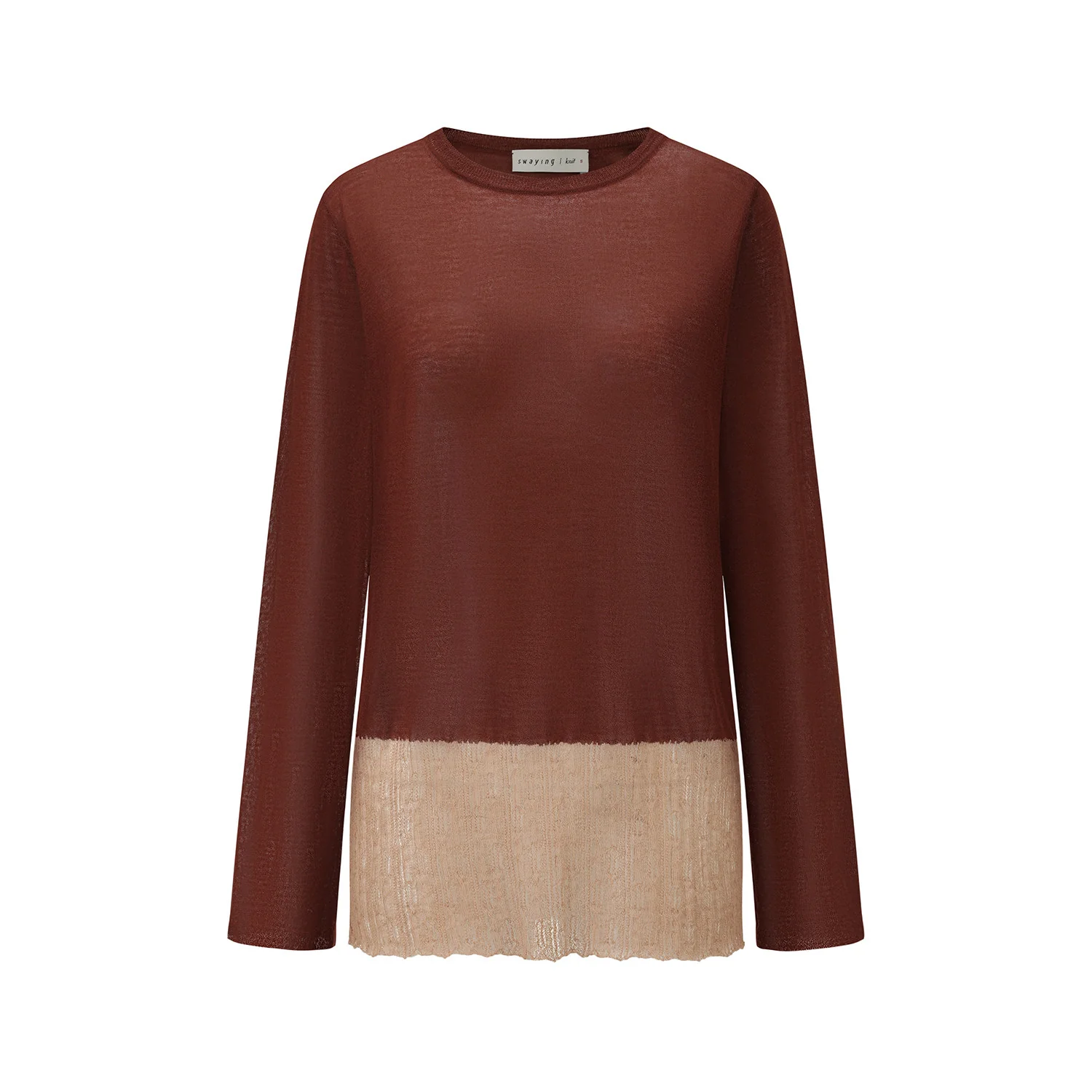 SWAYING 26 Early Spring Cashmere Trim Sweater SW-SW26PS1T15C2-DH Bean Red - Image 5