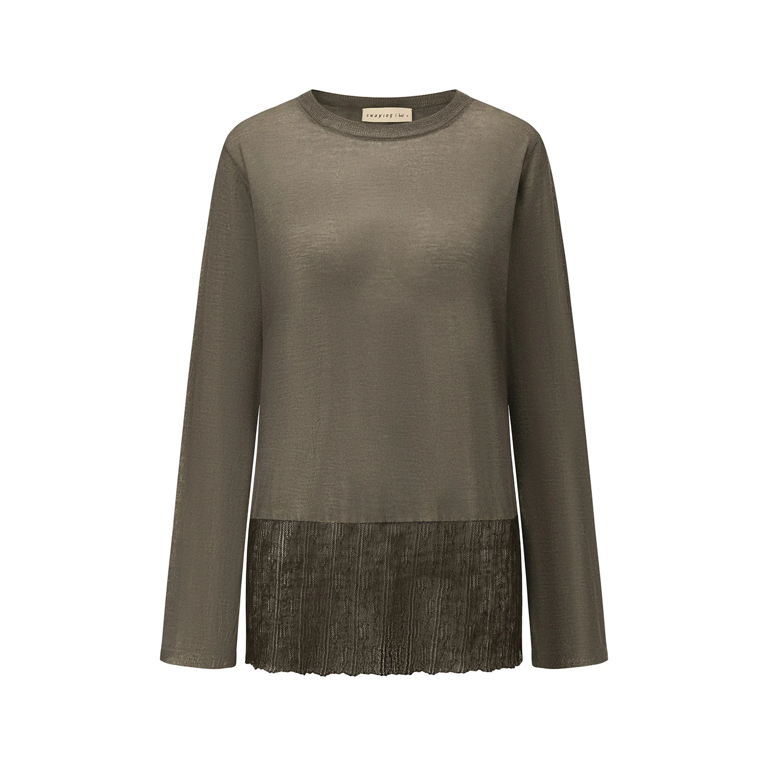SWAYING 26 Early Spring Cashmere Trim Sweater SW-SW26PS1T15C3-HL Grey-Green - Image 5
