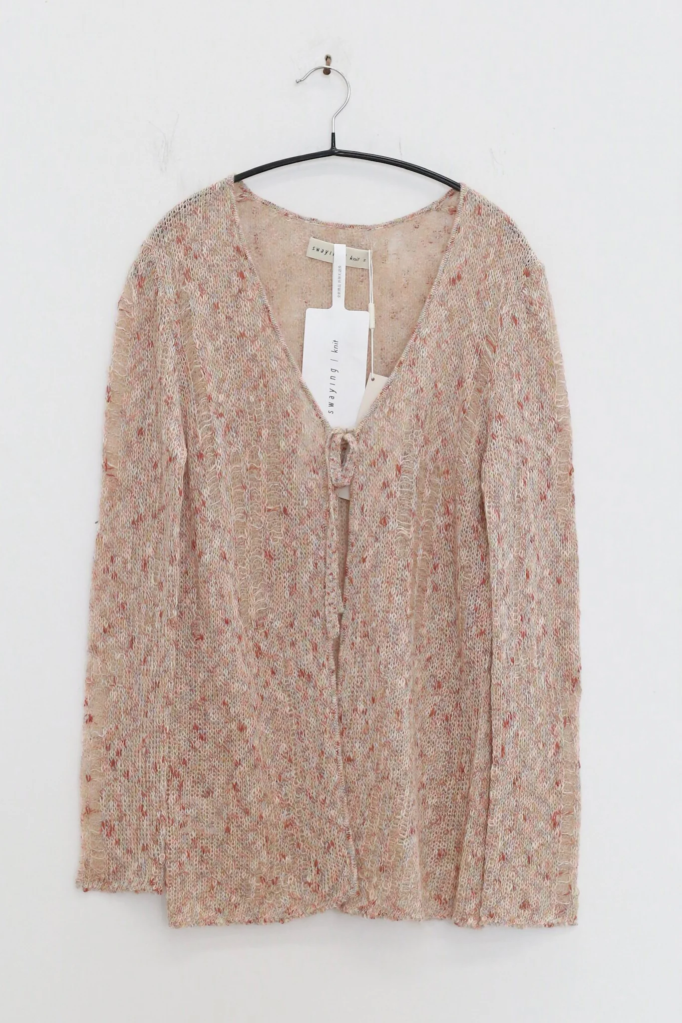 SWAYING 26 Early Spring Floral Yarn Tie-Waist Cardigan SW-SW26PS1T17C1-FEN Pink - Image 2