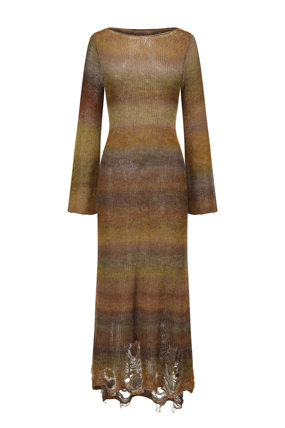 SWAYING 26 Early Spring Striped Gradient Floating Line Dress SW-SW26PS2L02C1-HL Yellow-Green