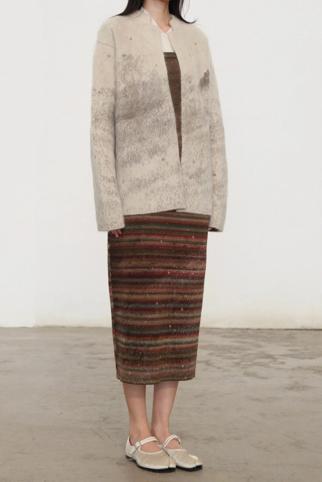 SWAYING 26 Early Spring Yak Wool Jacquard Jacket SW-SW26PS1T19C1-BAI White - Image 2