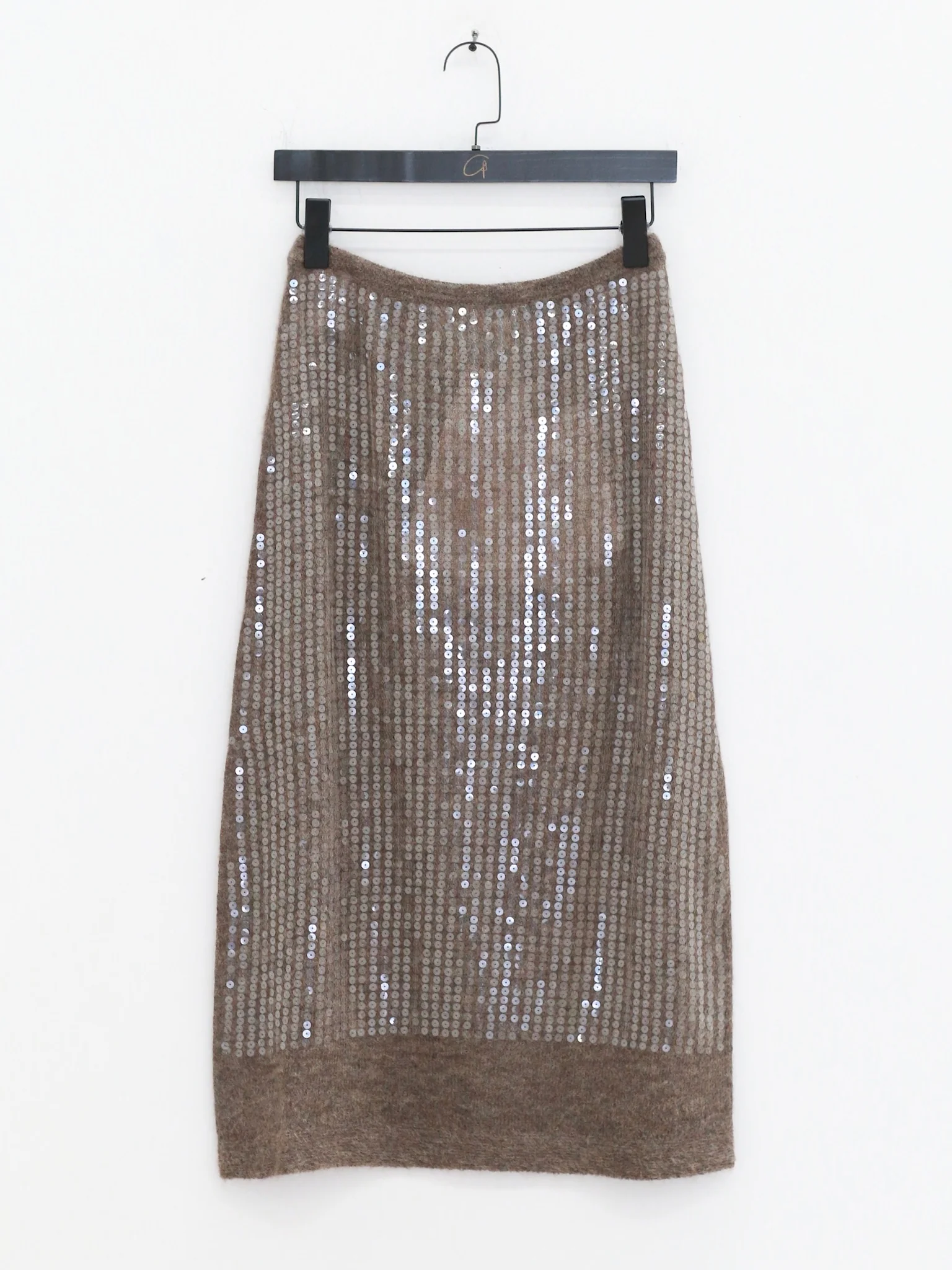 SWAYING Fall/Winter 2025: Beaded alpaca wool sweater/skirt set SW-SW-SW25AW3B04-HUIZONG (Gray-brown) Skirt (SW25AW1T07C1S4) - Image 3