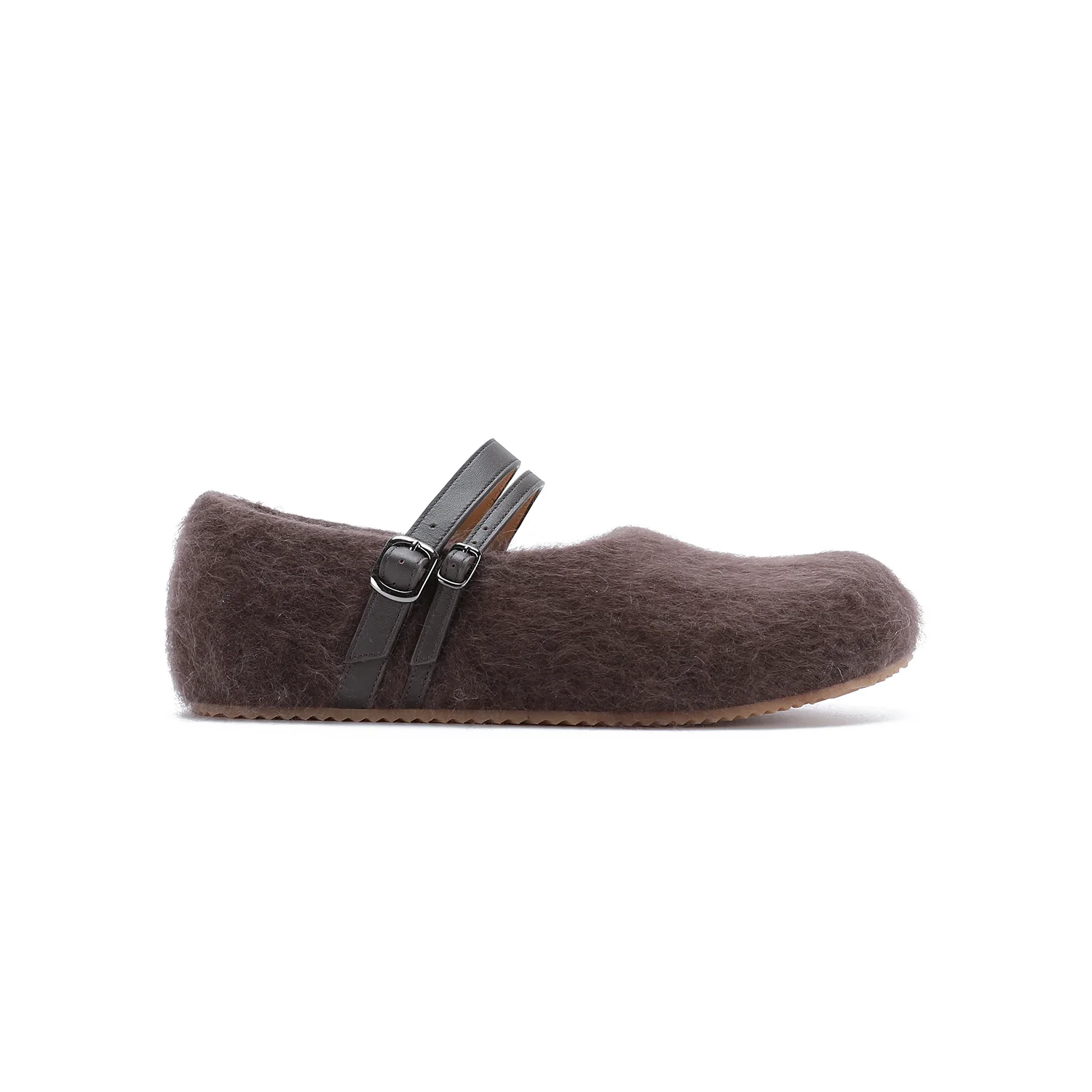 SWAYING Fall/Winter 2025: Cashmere-trimmed leather flat shoes SW-SW25AW4P06C3S, Red-brown - Image 6