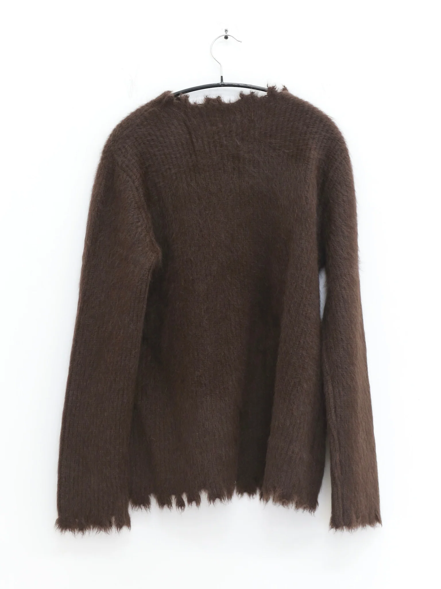 SWAYING Fall/Winter 2025: Fringe-trimmed yak wool sweater SSW-SW25AW1T41C2S2-SZ, Dark Brown - Image 5