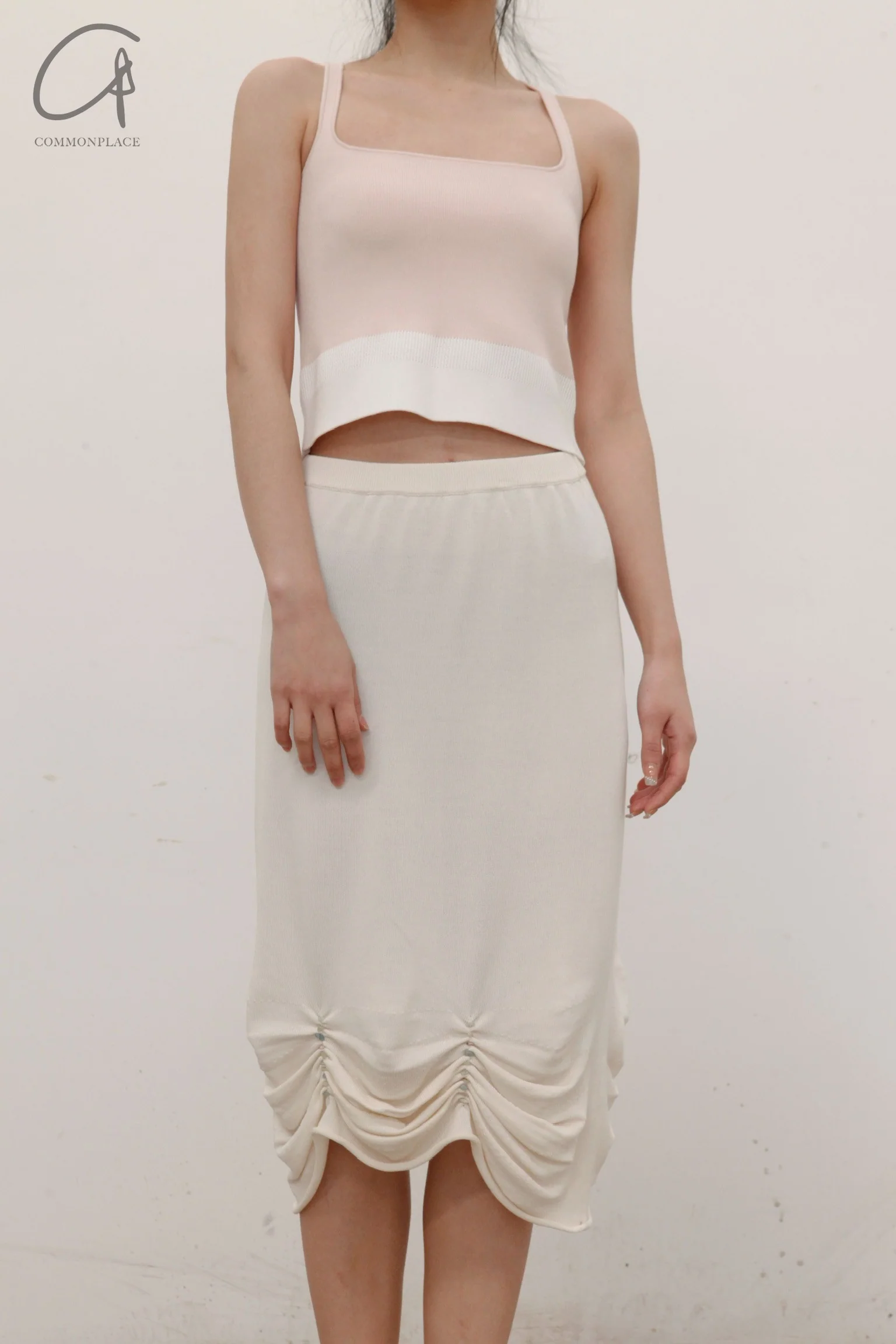 SWAYING/KNIT Basic Camisole SW22SST18 Light Pink/White PS42 - Image 3