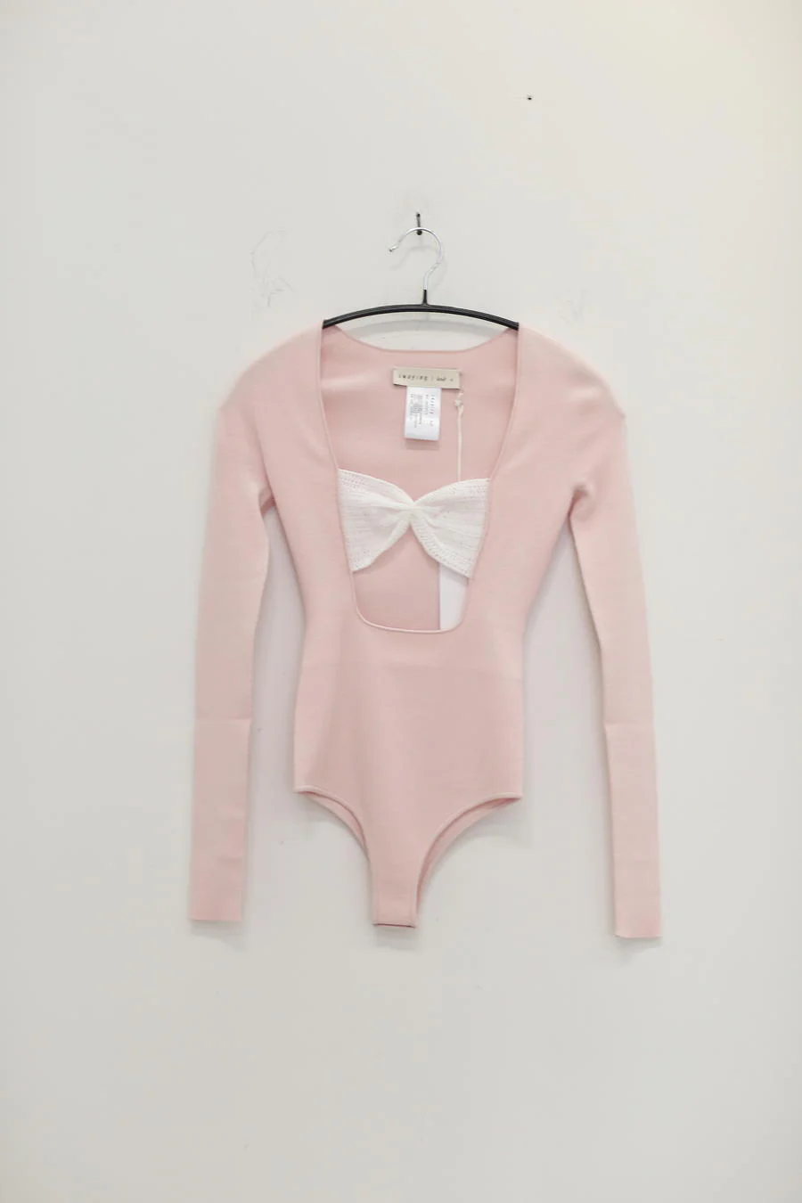 SWAYING/KNIT Bow Jumpsuit SW22SST70 Light Pink/White - Image 8