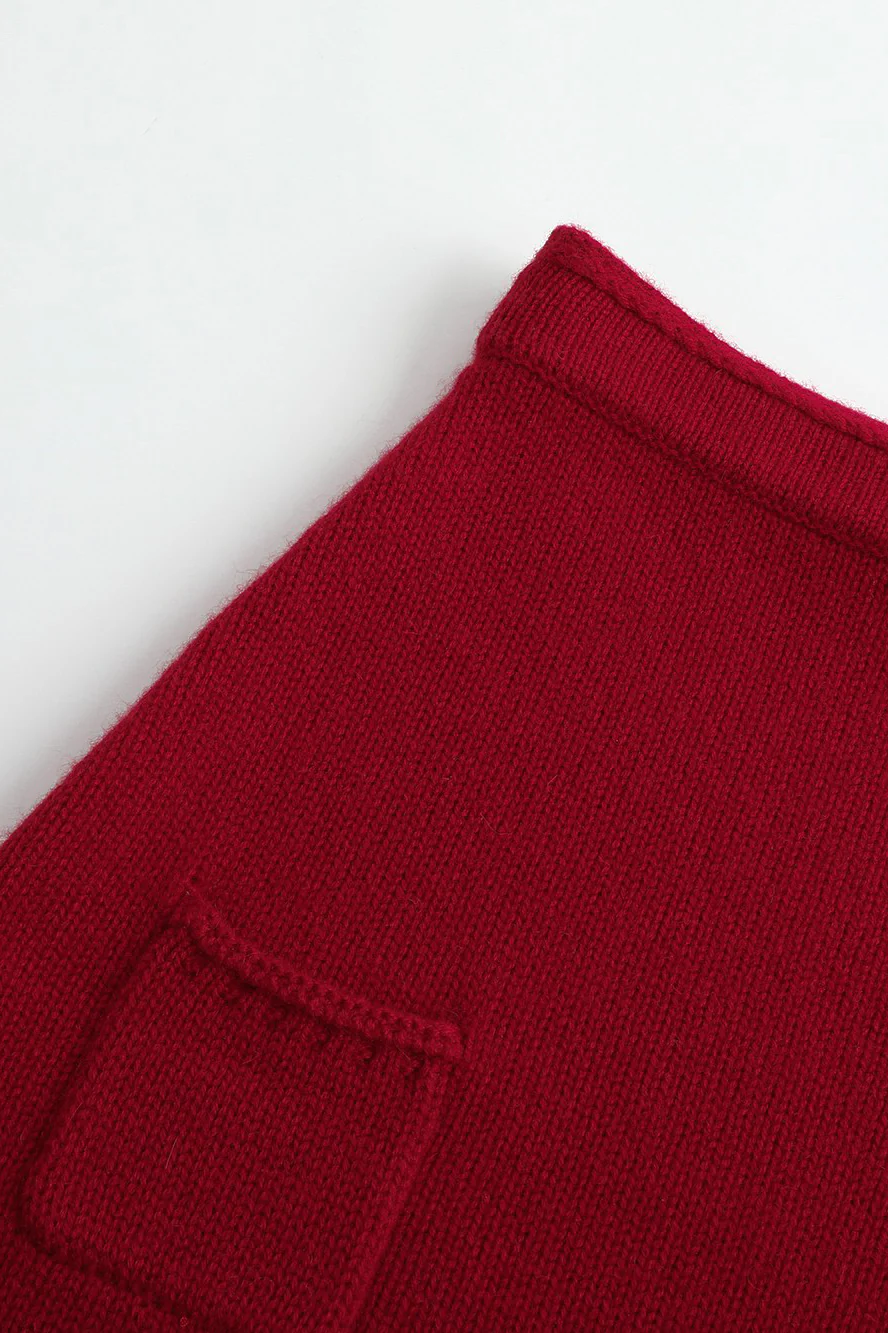SWAYING/KNIT cashmere pocket straight skirt SW24RE3B03 red - Image 12