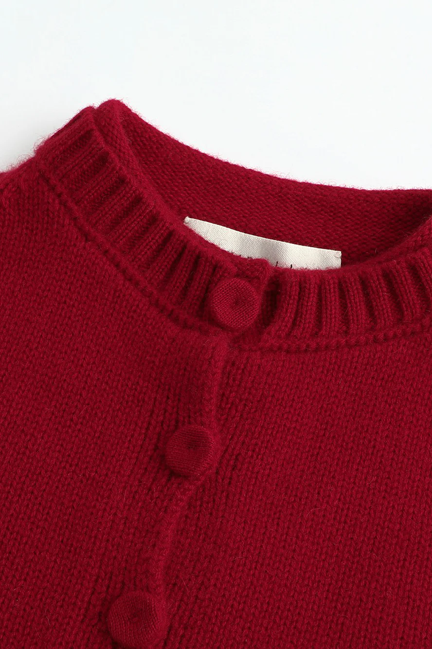 SWAYING/KNIT cashmere stand collar short cardigan SW24RE1T06 red - Image 11