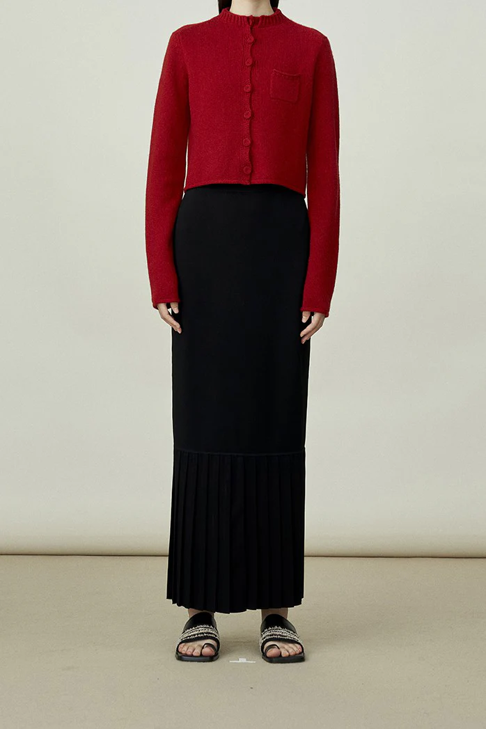 SWAYING/KNIT cashmere stand collar short cardigan SW24RE1T06 red - Image 17