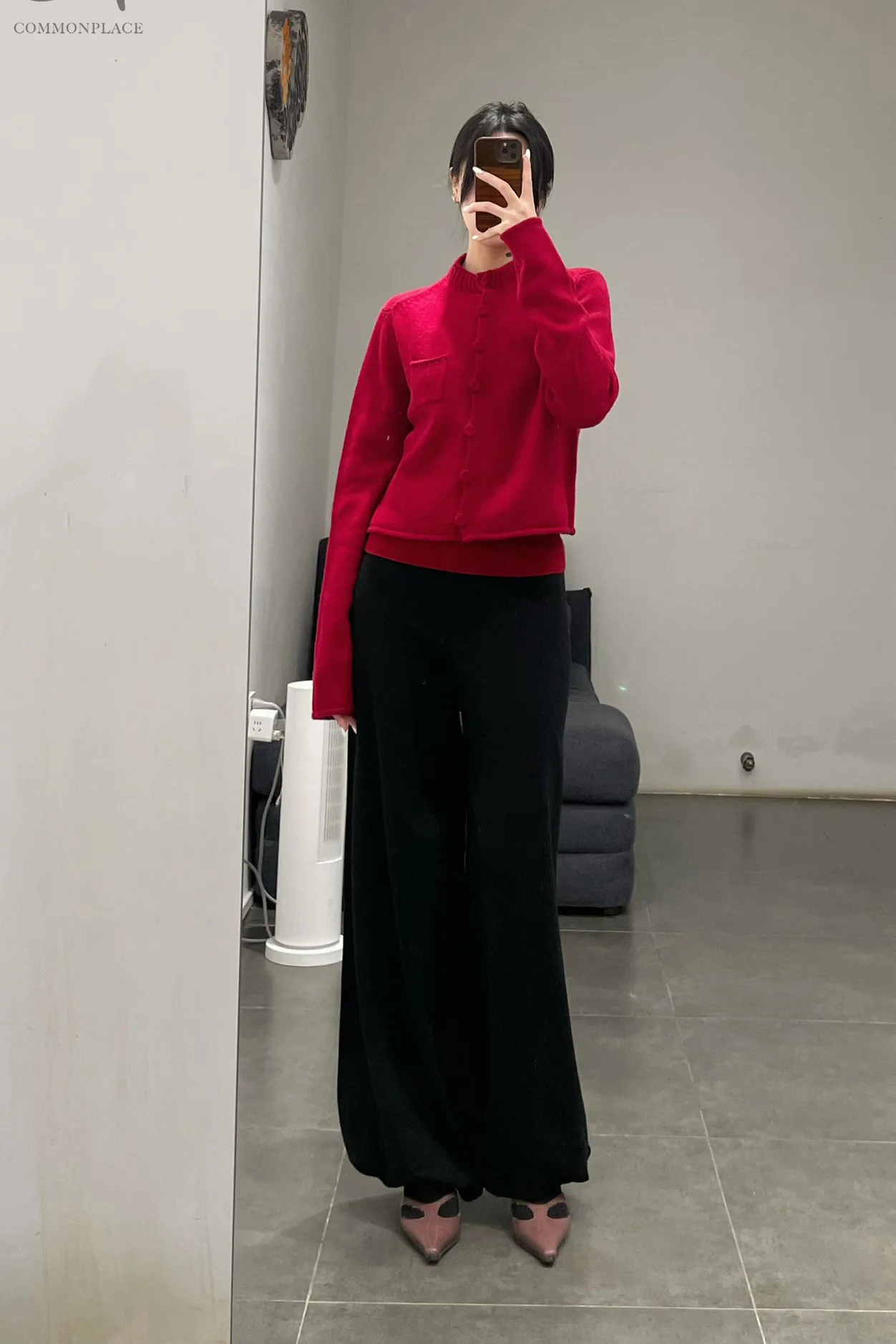 SWAYING/KNIT cashmere stand collar short cardigan SW24RE1T06 red - Image 19