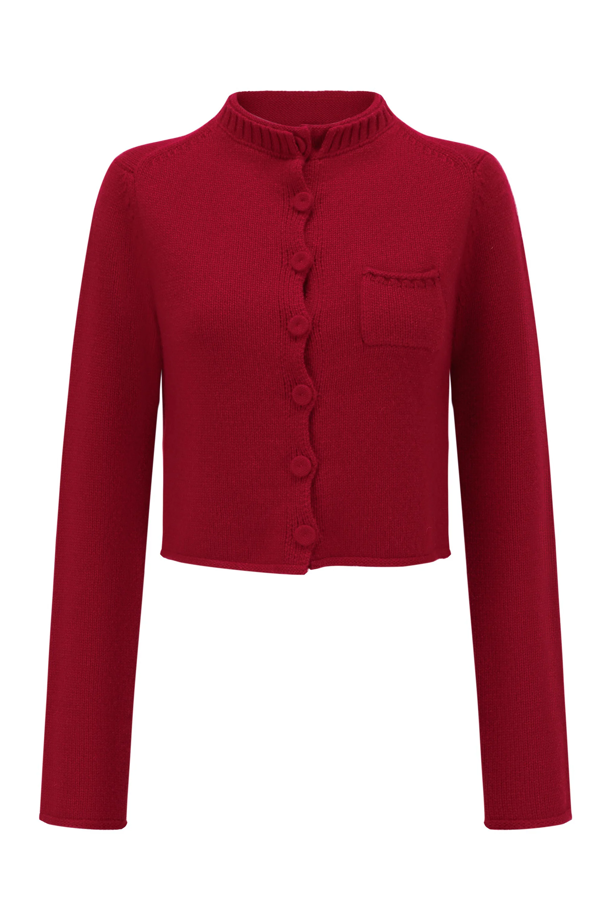 SWAYING/KNIT cashmere stand collar short cardigan SW24RE1T06 red - Image 9