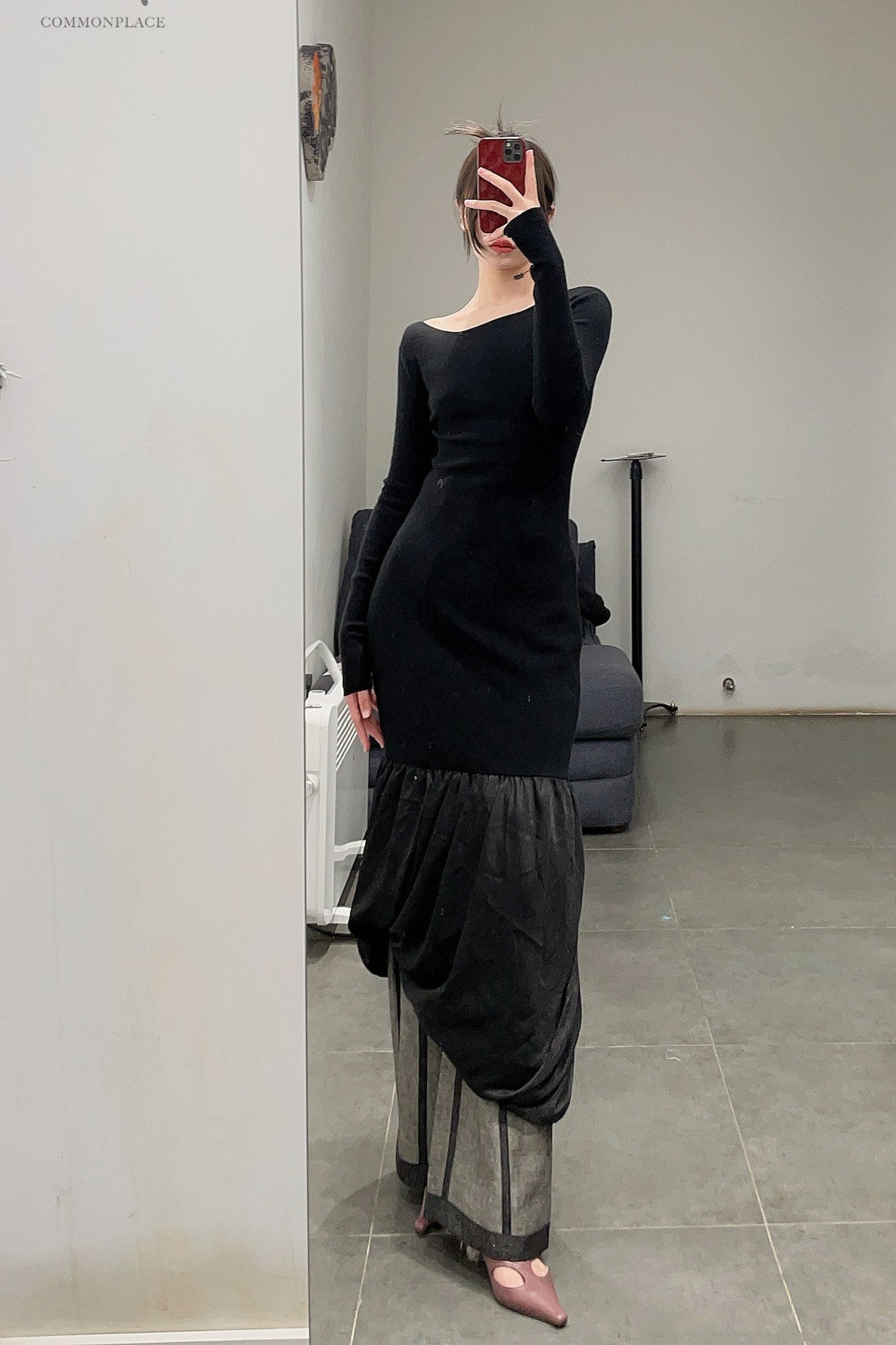 SWAYING/KNIT Cashmere stitched fishtail dress SW22AW2L15 black - Image 11