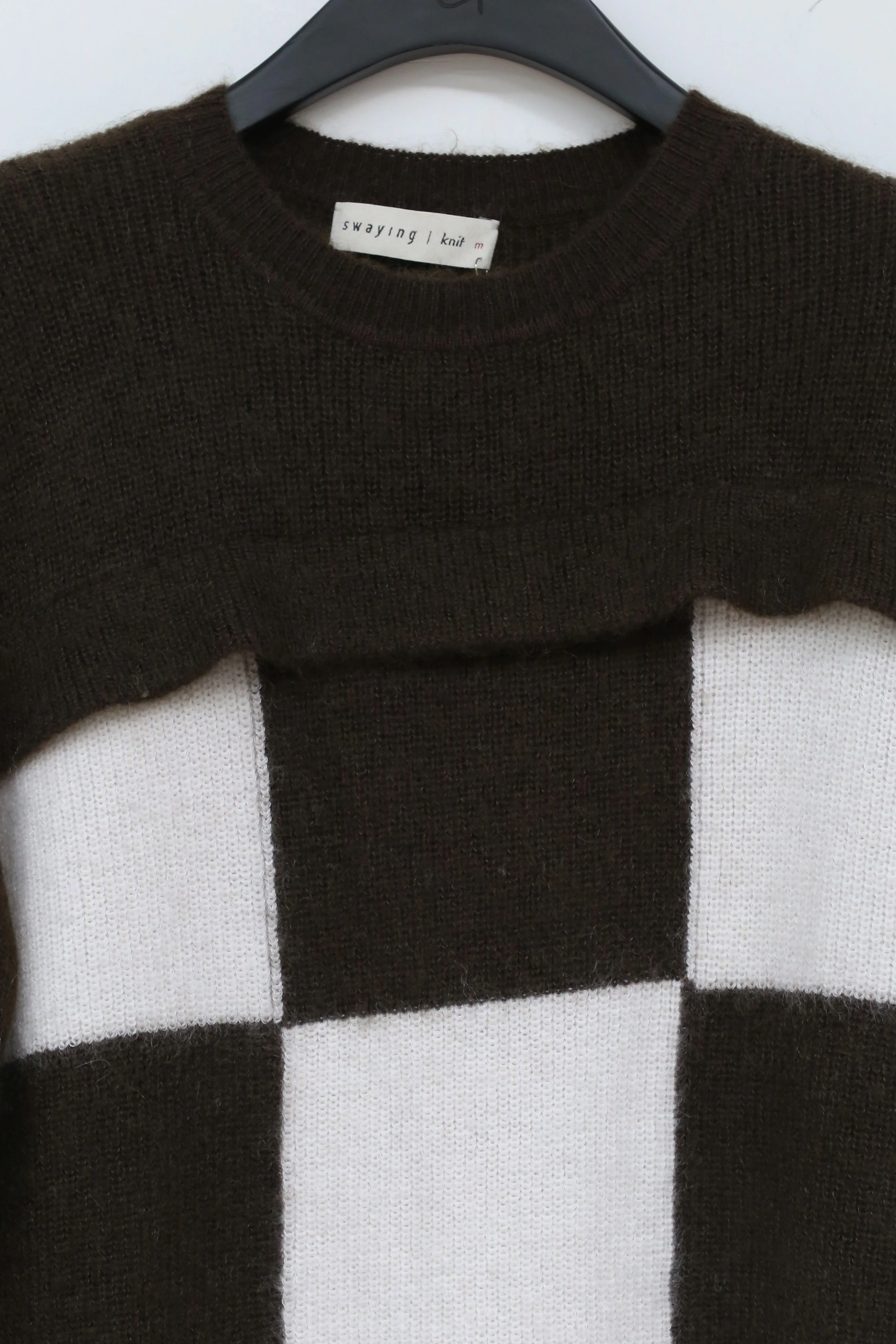 SWAYING/KNIT Checkerboard Dress SW212LS06 Brown/White PS40 - Image 12