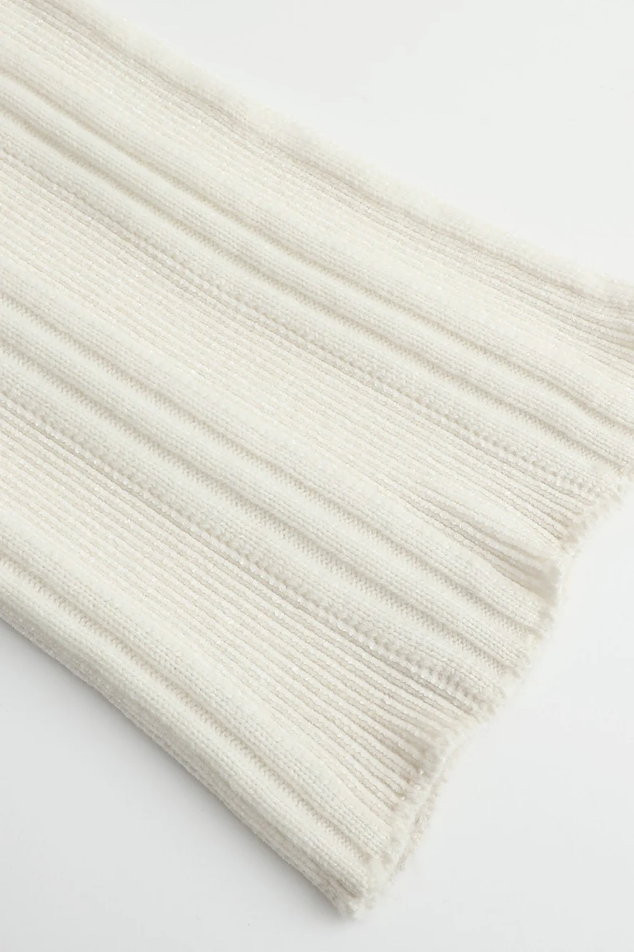SWAYING/KNIT chenille three-dimensional striped trousers SW23AW3B57 white - Image 11