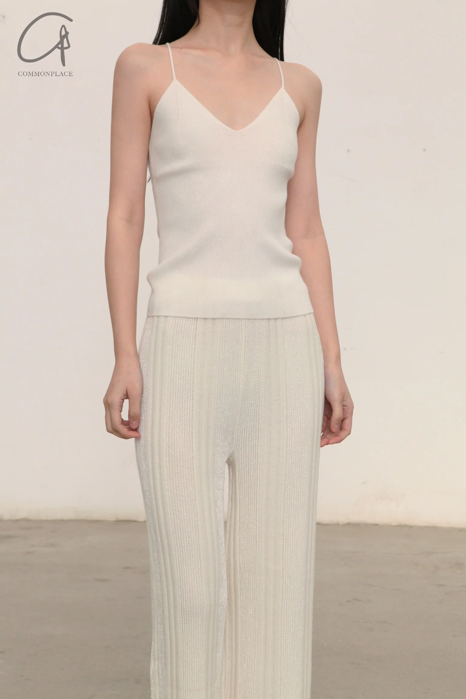 SWAYING/KNIT chenille three-dimensional striped trousers SW23AW3B57 white - Image 12