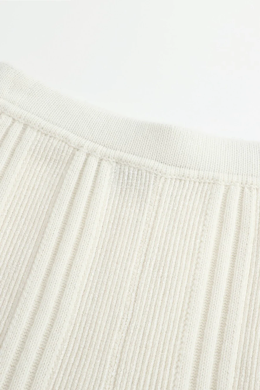SWAYING/KNIT chenille three-dimensional striped trousers SW23AW3B57 white - Image 7