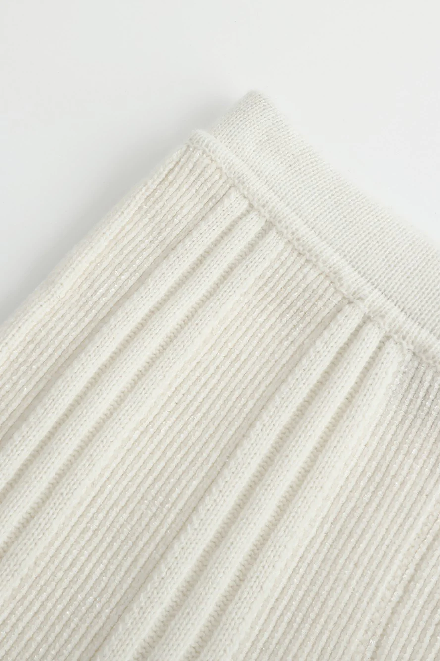 SWAYING/KNIT chenille three-dimensional striped trousers SW23AW3B57 white - Image 8