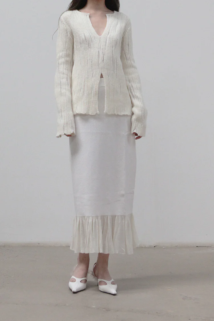 SWAYING/KNIT Cloud Skirt SW212XZ08 White PS33 - Image 3