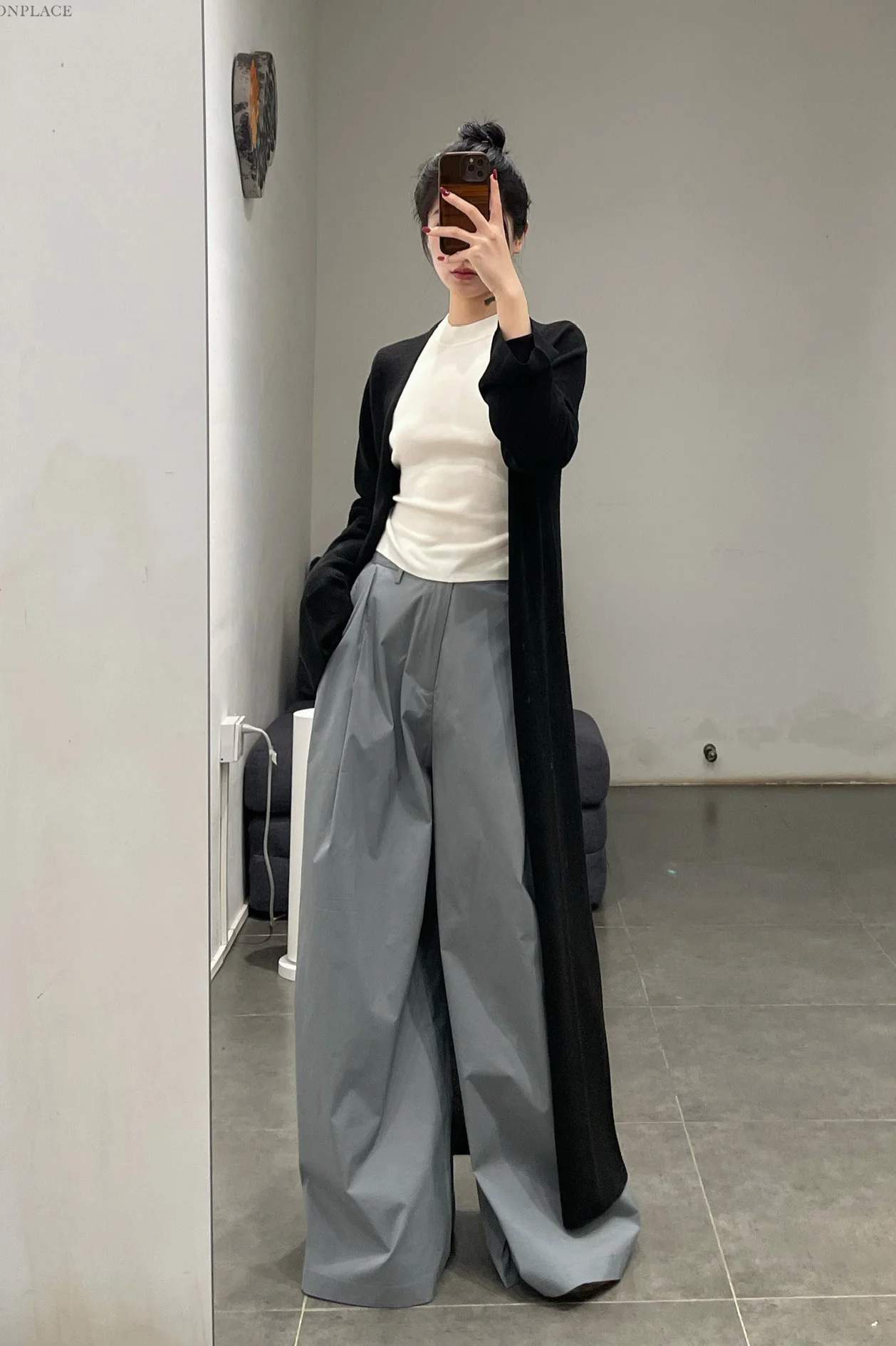 SWAYING/KNIT cotton wide-leg pants SW24SS3B60 gray blue - Image 13