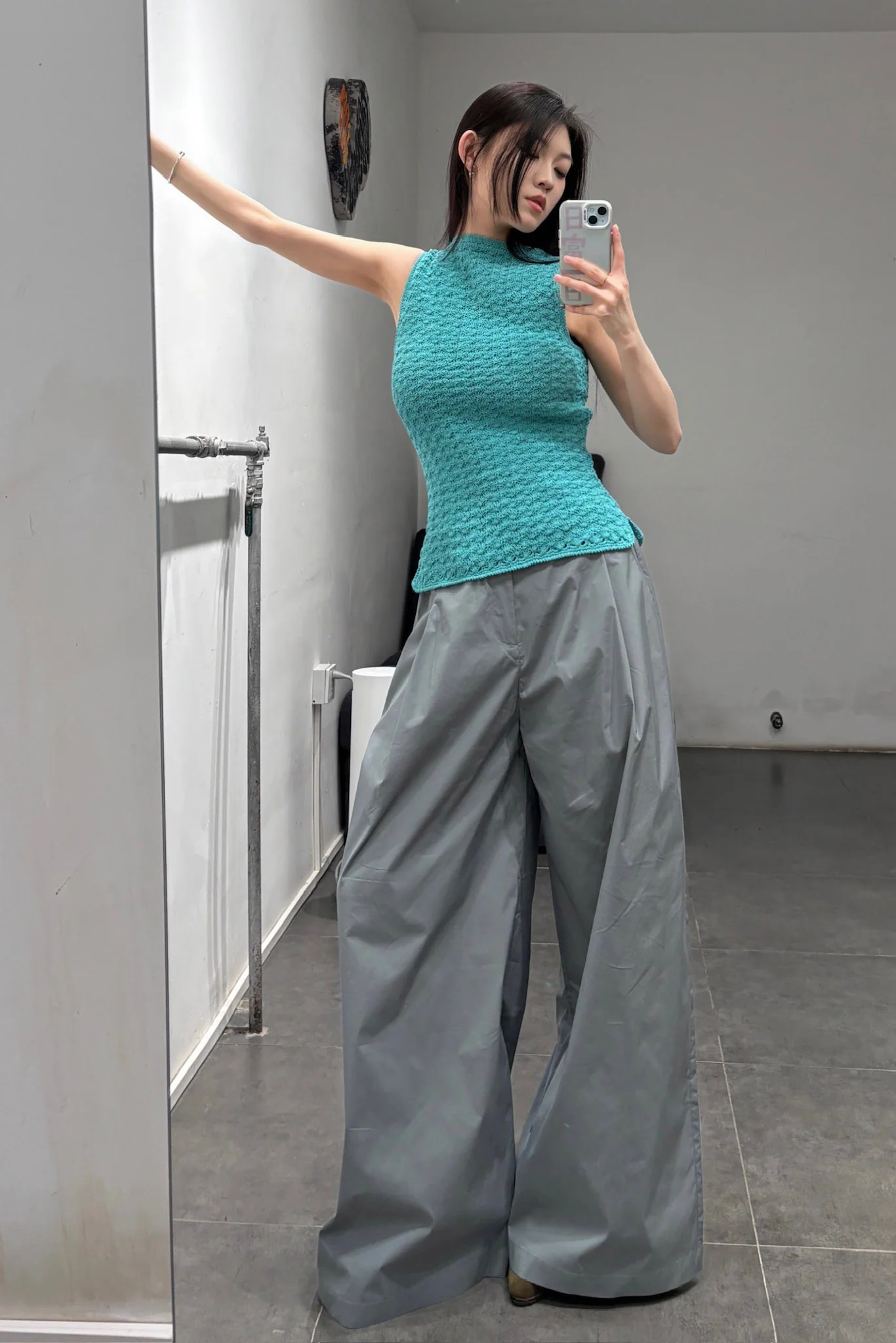 SWAYING/KNIT cotton wide-leg pants SW24SS3B60 gray blue - Image 15