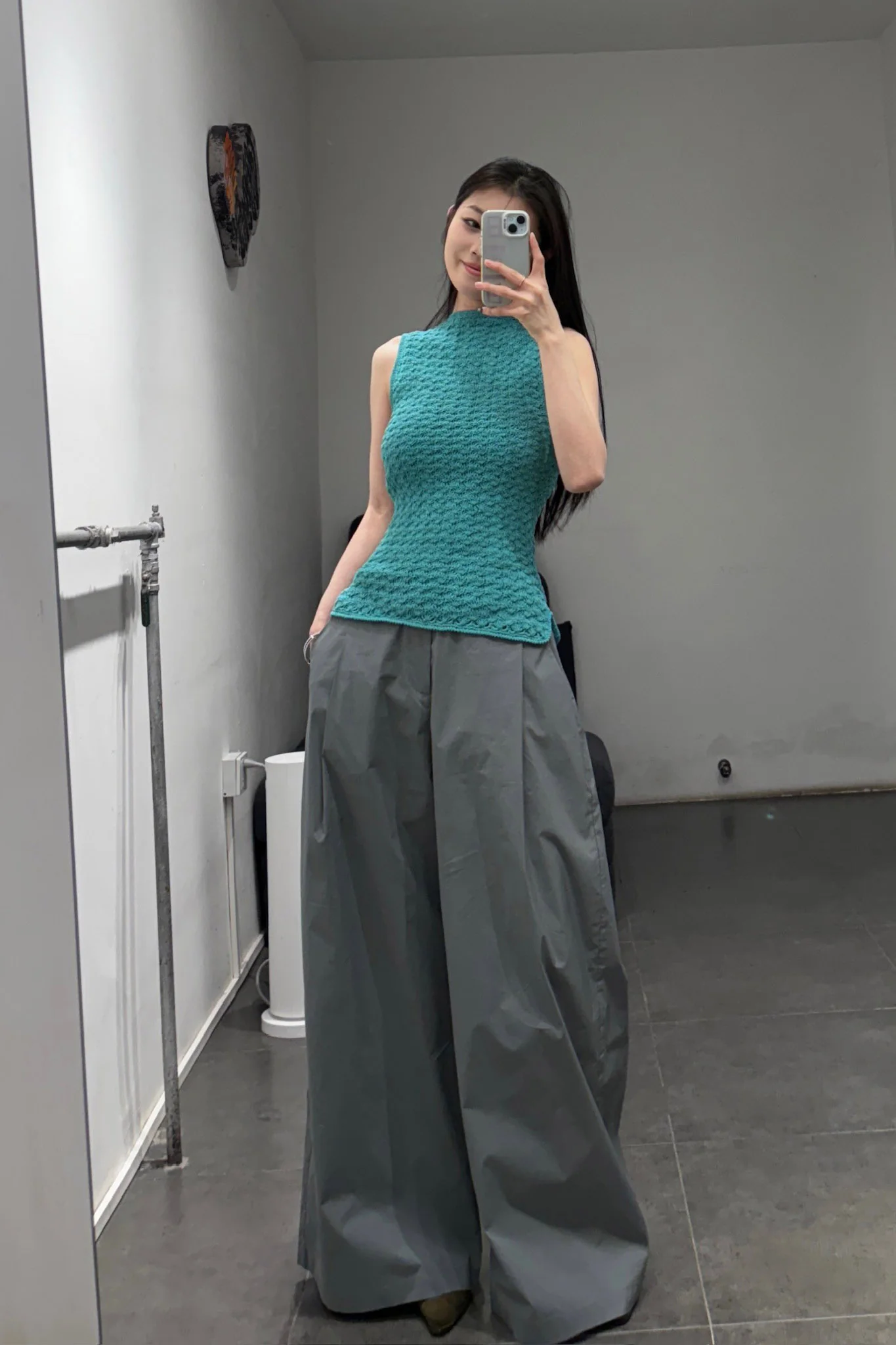 SWAYING/KNIT cotton wide-leg pants SW24SS3B60 gray blue - Image 16