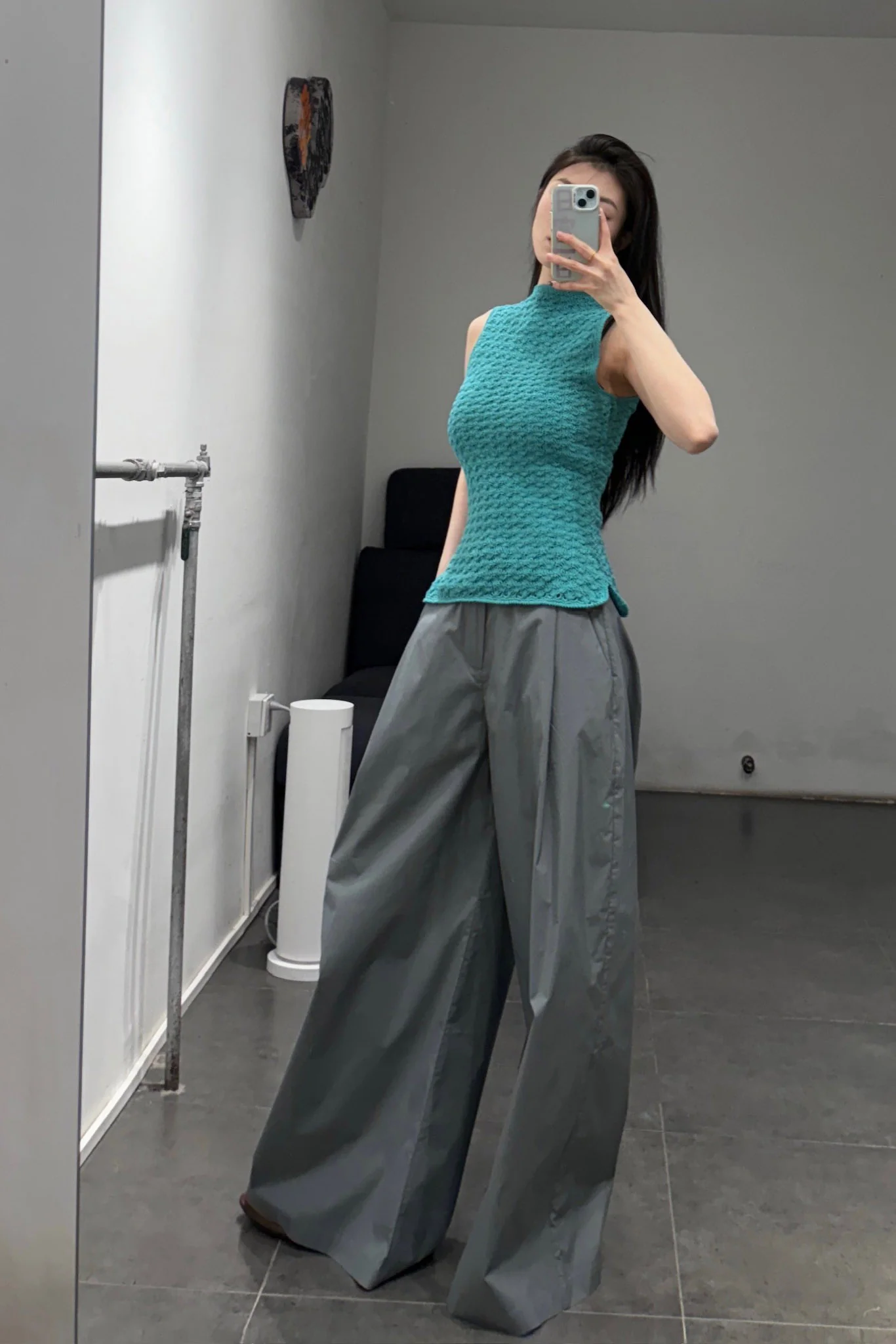 SWAYING/KNIT cotton wide-leg pants SW24SS3B60 gray blue - Image 17