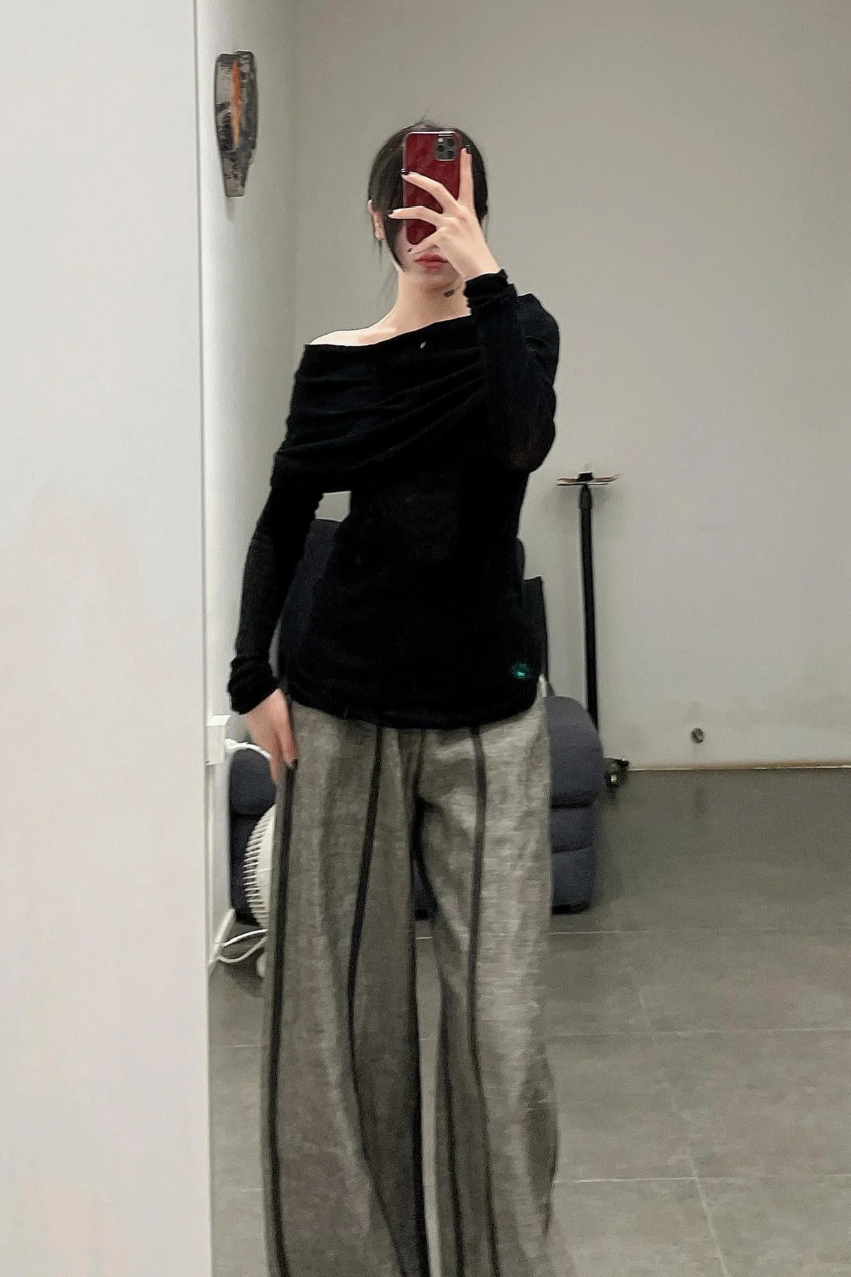 SWAYING/KNIT Crease Cocoon Wide Leg Pants SW22AW3B28 Grey PS51 - Image 17