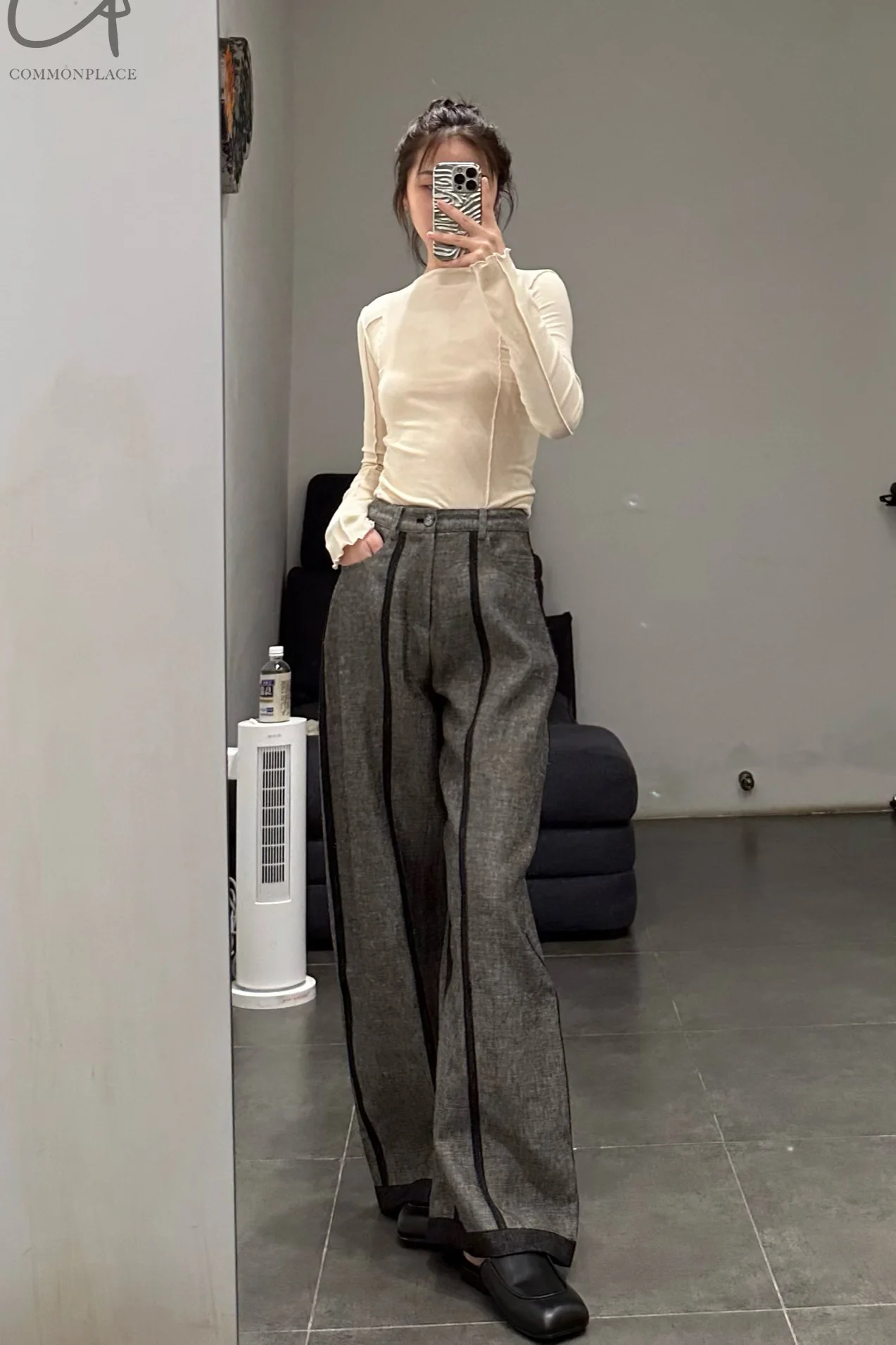 SWAYING/KNIT Crease Cocoon Wide Leg Pants SW22AW3B28 Grey PS51 - Image 37