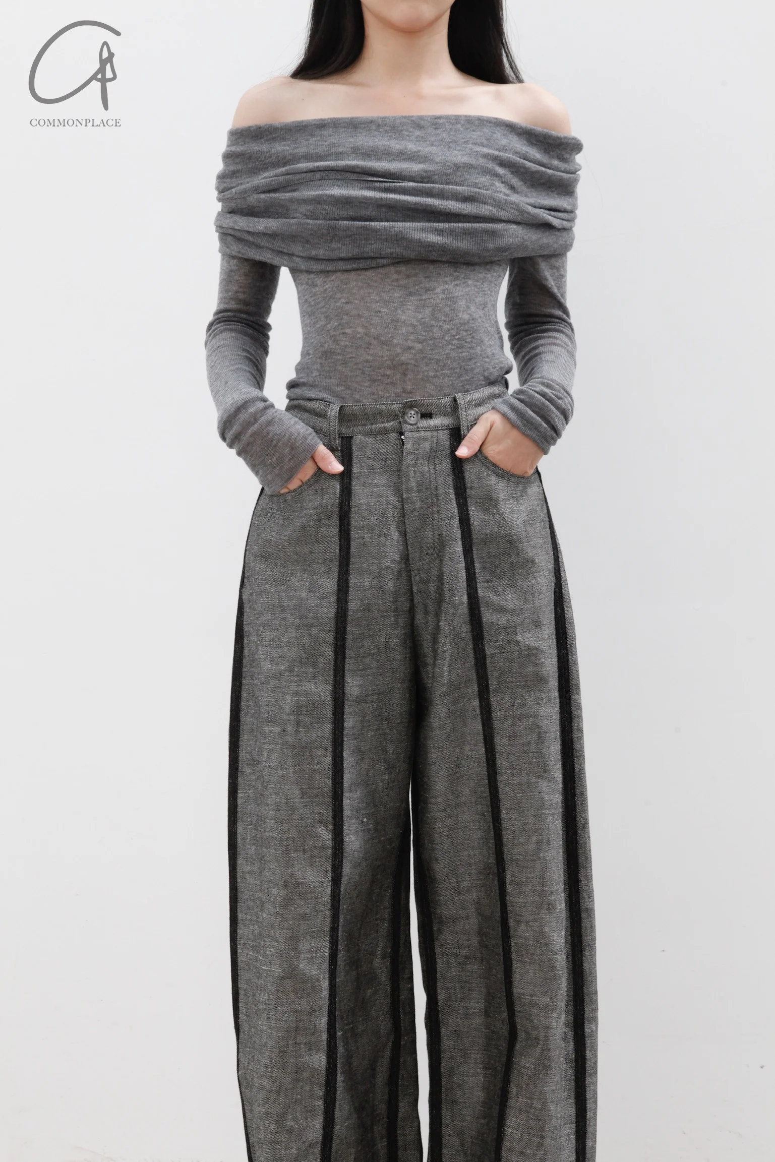 SWAYING/KNIT Crease Cocoon Wide Leg Pants SW22AW3B28 Grey PS51 - Image 4