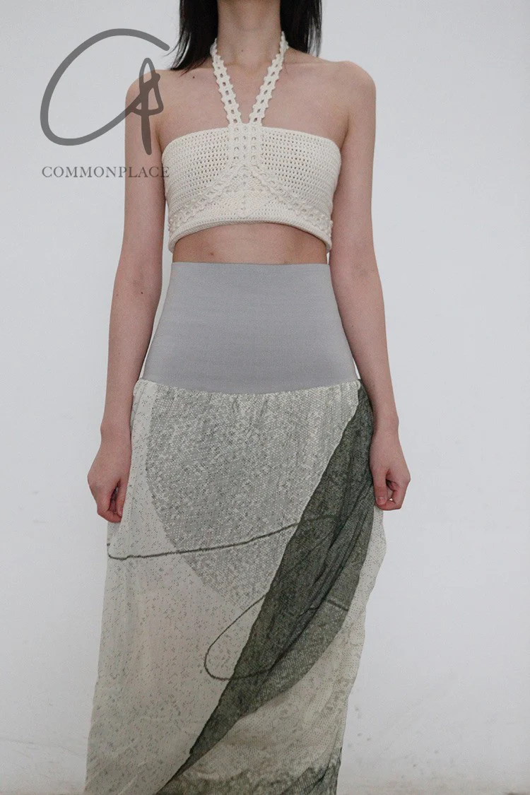 SWAYING/KNIT Crochet Halter Tube Top SW22SST61 Apricot PS43 - Image 3