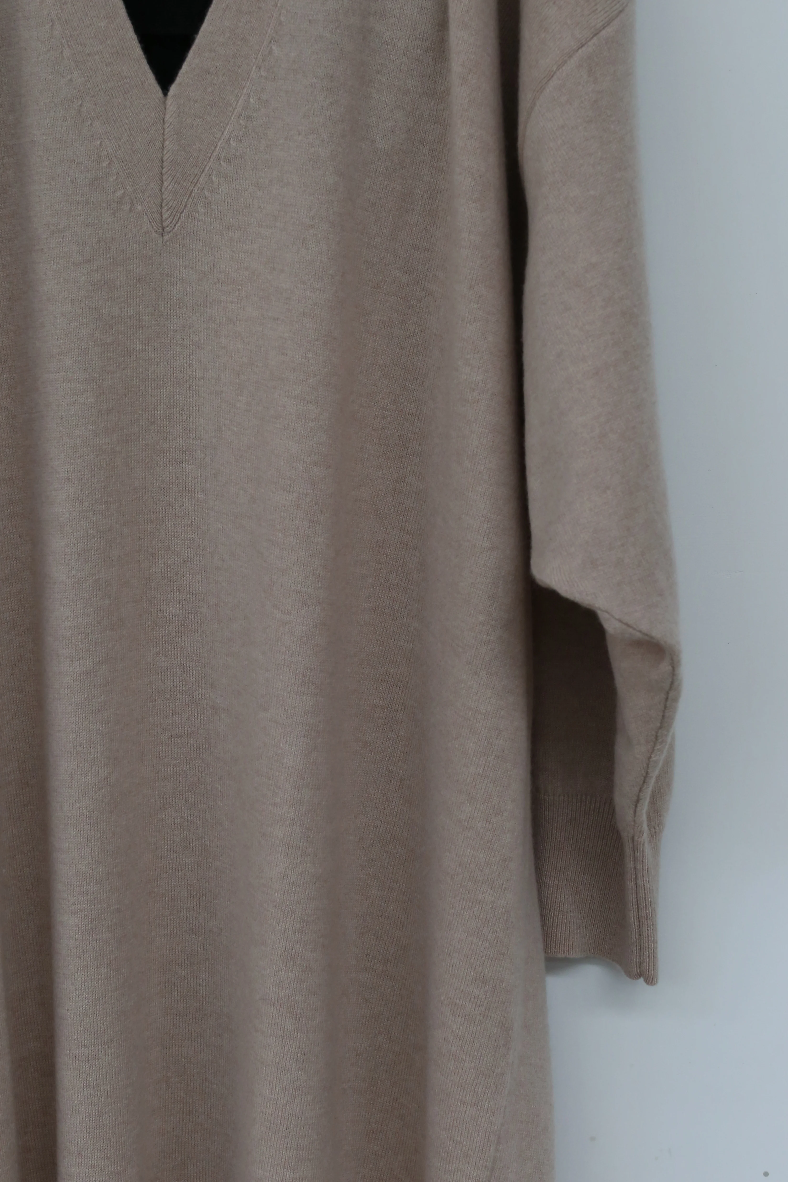 SWAYING/KNIT Deconstructed v-neck dress (with corset) SW212LS10 camel PS31 - Image 9