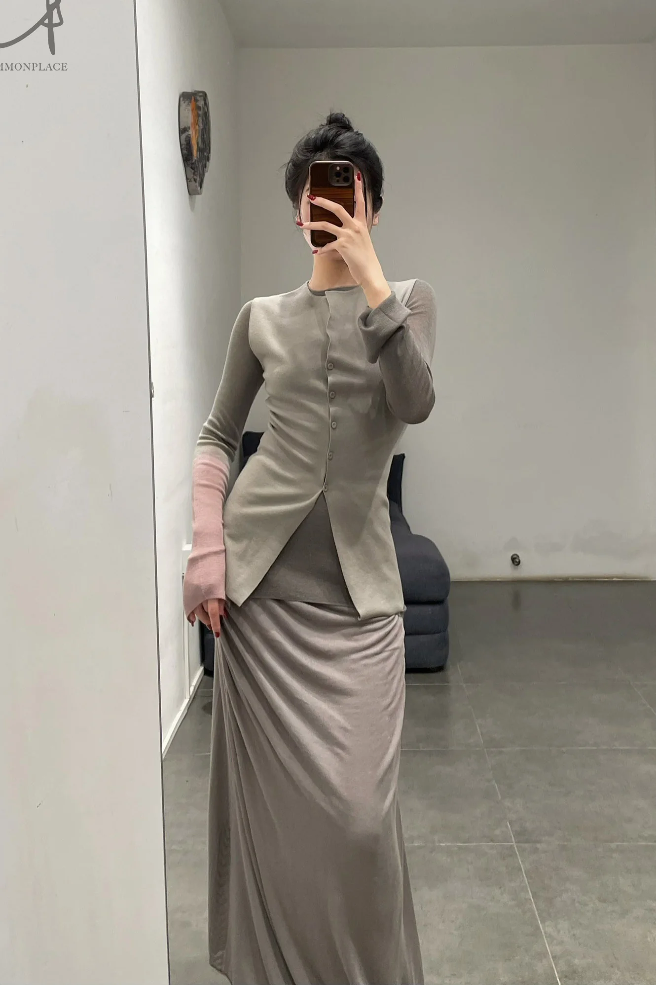 SWAYING/KNIT double-sided slim cardigan vest SW-SW24SS1T48-NIHUI marl - Image 16