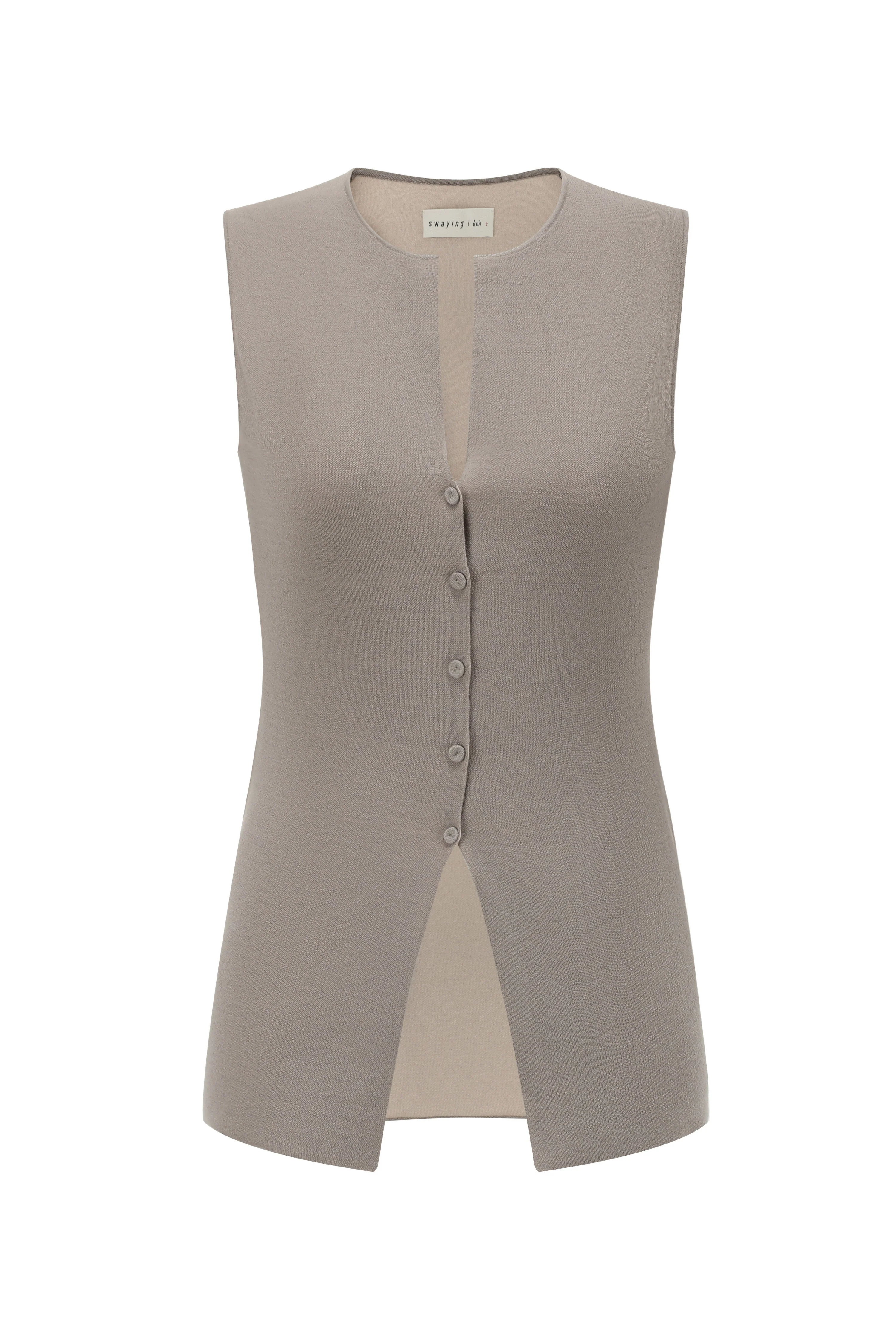 SWAYING/KNIT double-sided slim cardigan vest SW-SW24SS1T48-NIHUI marl - Image 4