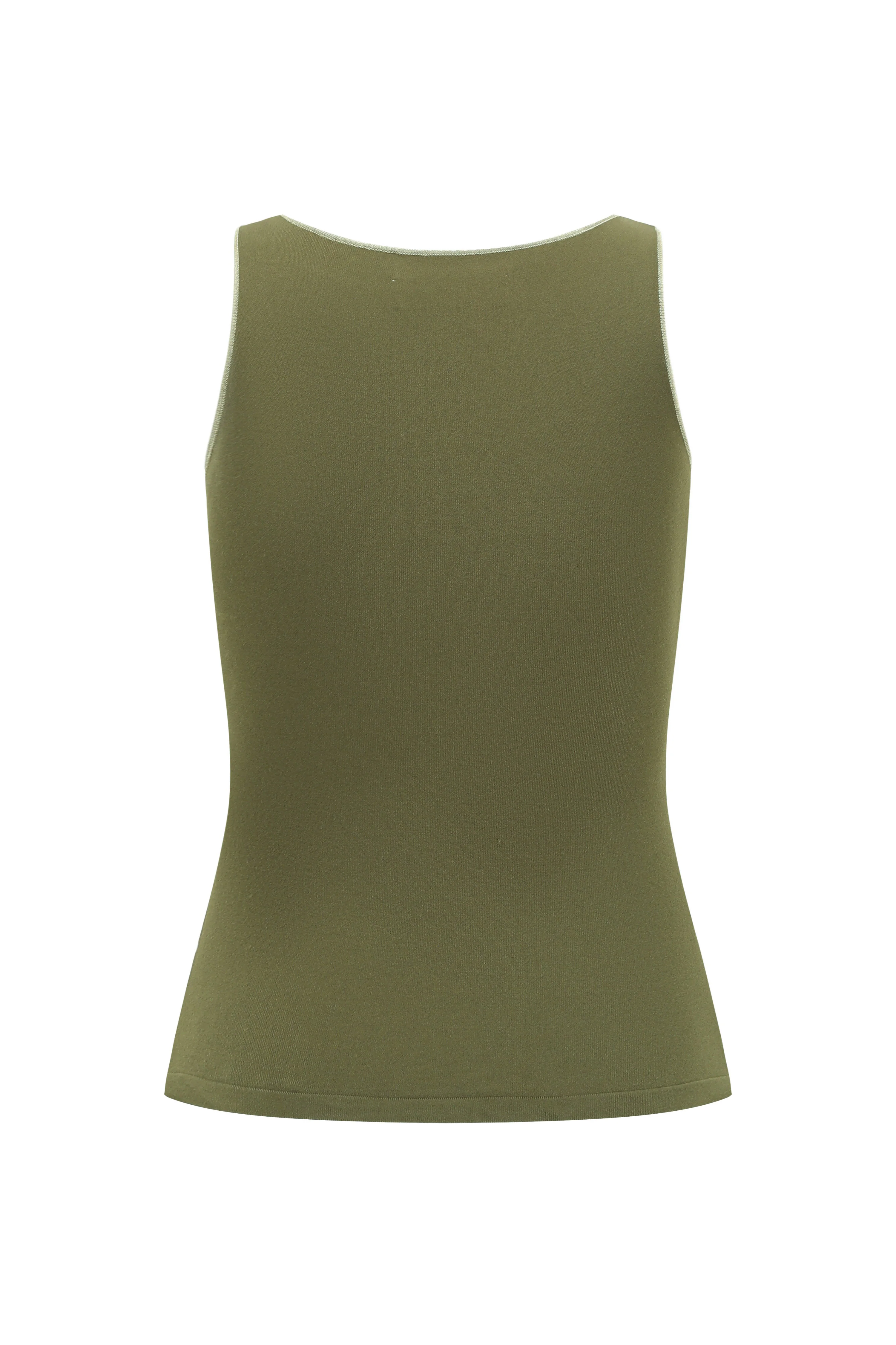 SWAYING/KNIT fake two-piece see-through vest SW24SS1T41 military green PS74 - Image 6