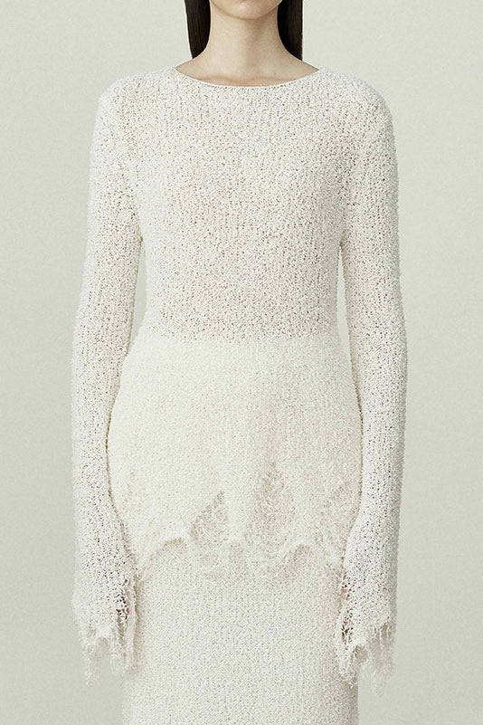 SWAYING/KNIT floating line detail bottoming shirt SW24SS1T53 white - Image 2