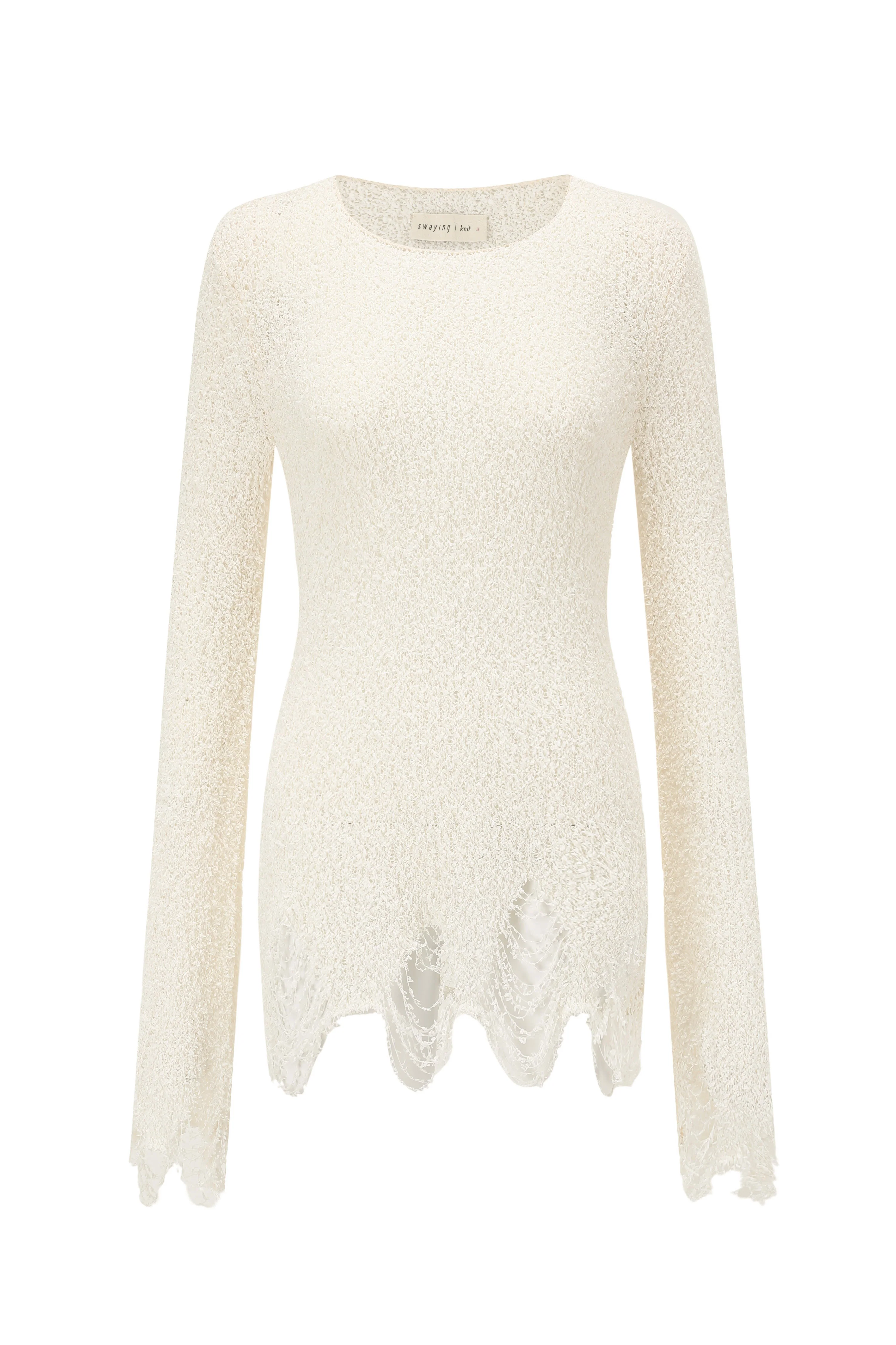 SWAYING/KNIT floating line detail bottoming shirt SW24SS1T53 white - Image 4
