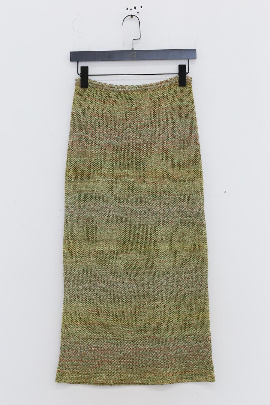 SWAYING/KNIT gradient straight long skirt SW23SS3B04 gradient green PS62 - Image 7