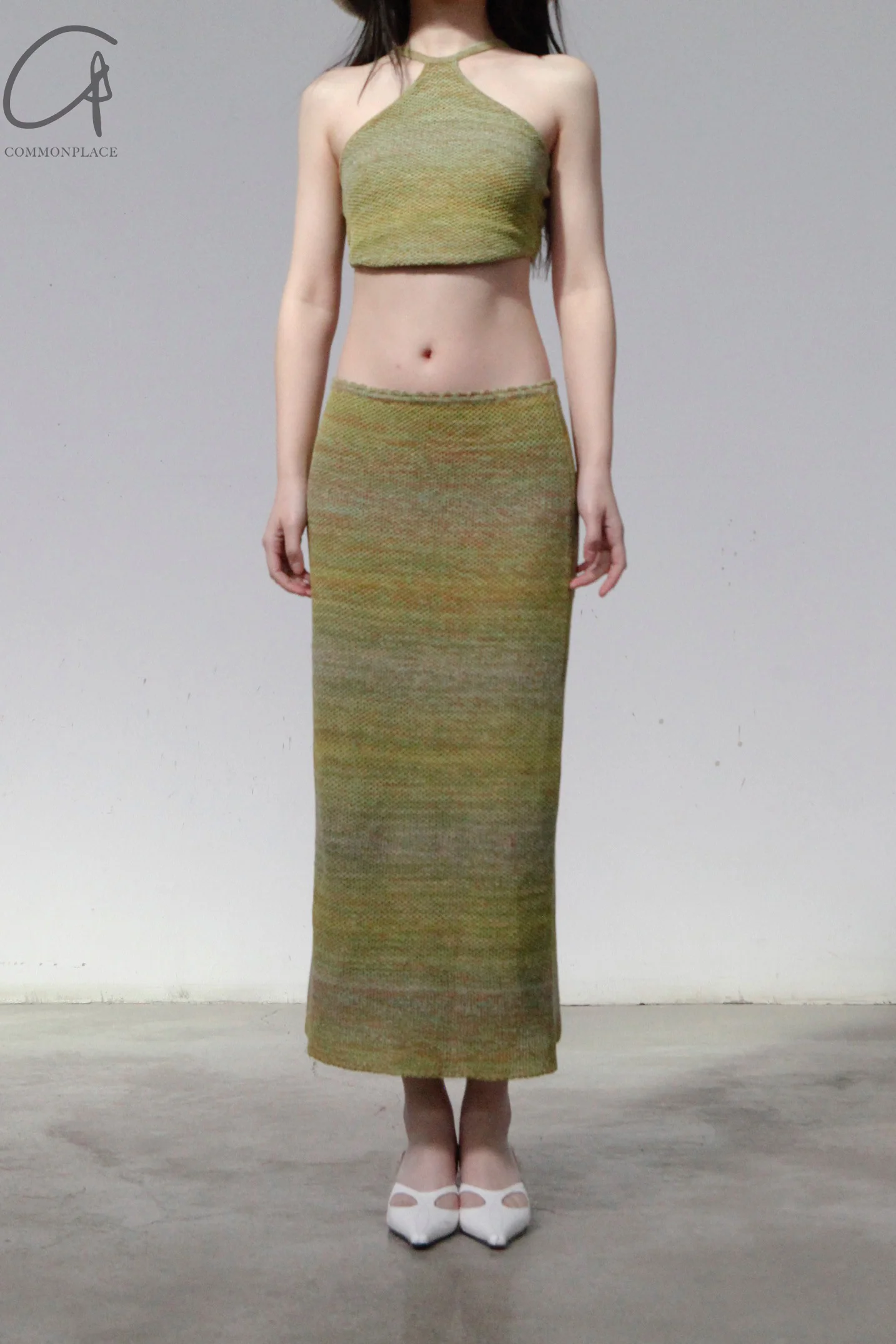 SWAYING/KNIT gradient strapless halterneck top SW23SS1T36 gradient green PS61 - Image 5