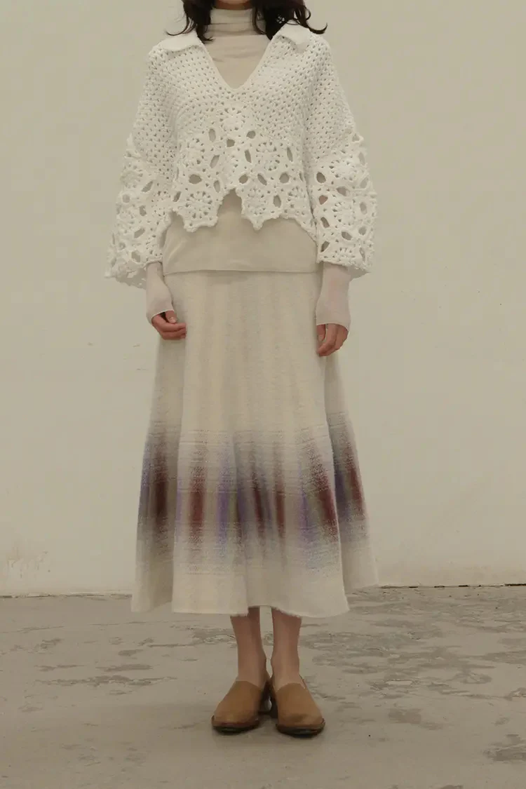 SWAYING/KNIT Gradient Striped Swing Skirt SW202XZ11 - Image 3