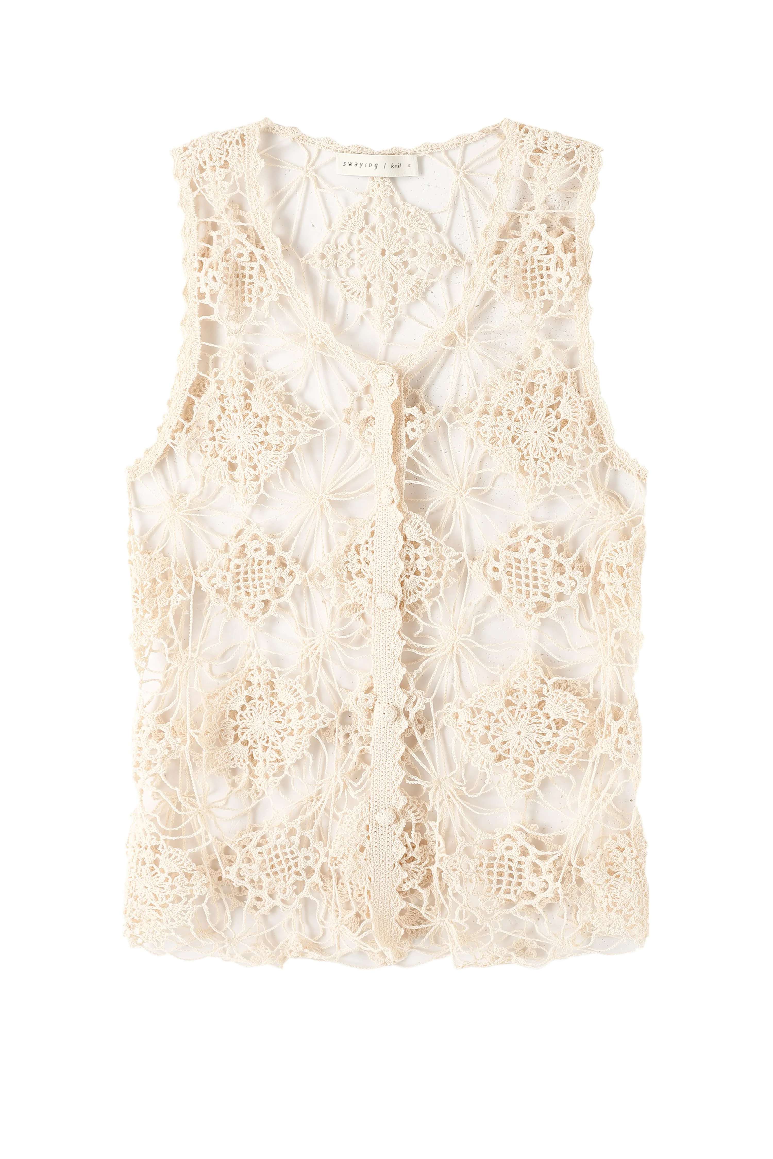 SWAYING/KNIT handmade crochet cardigan SW24SS1T33 apricot - Image 11