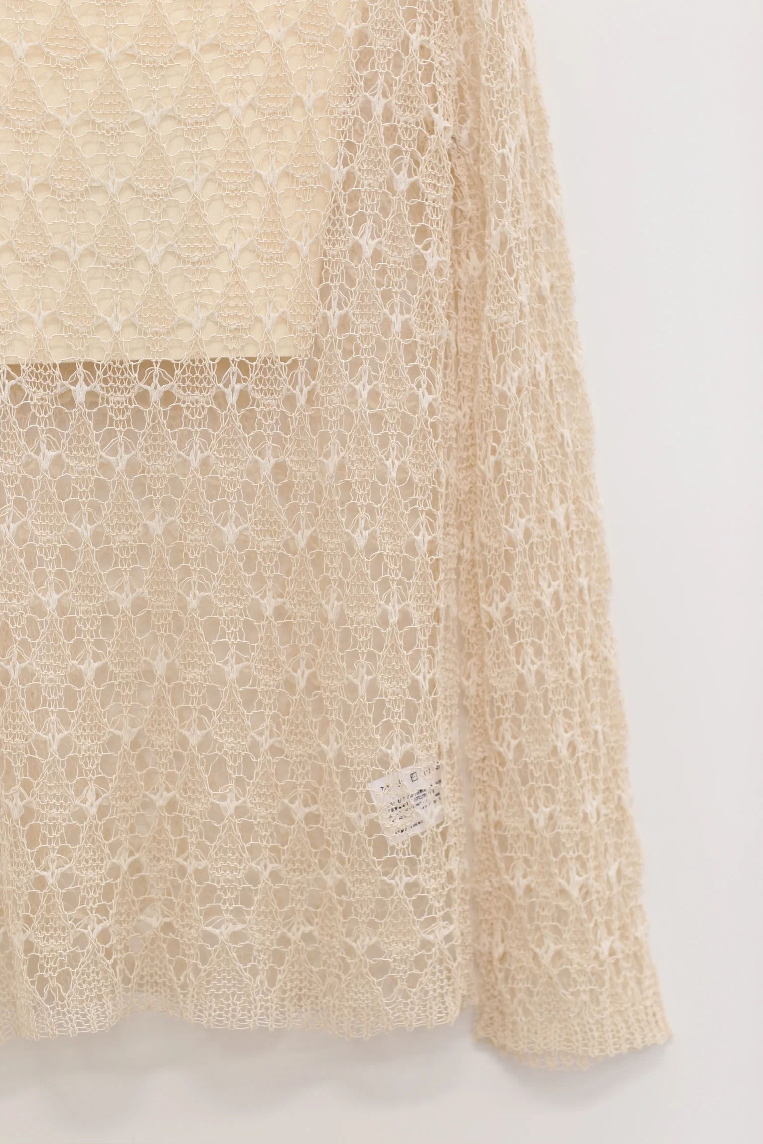 SWAYING/KNIT hollow eyelet long-sleeved top (two pieces) SW24SS1T54 apricot PS76 - Image 8