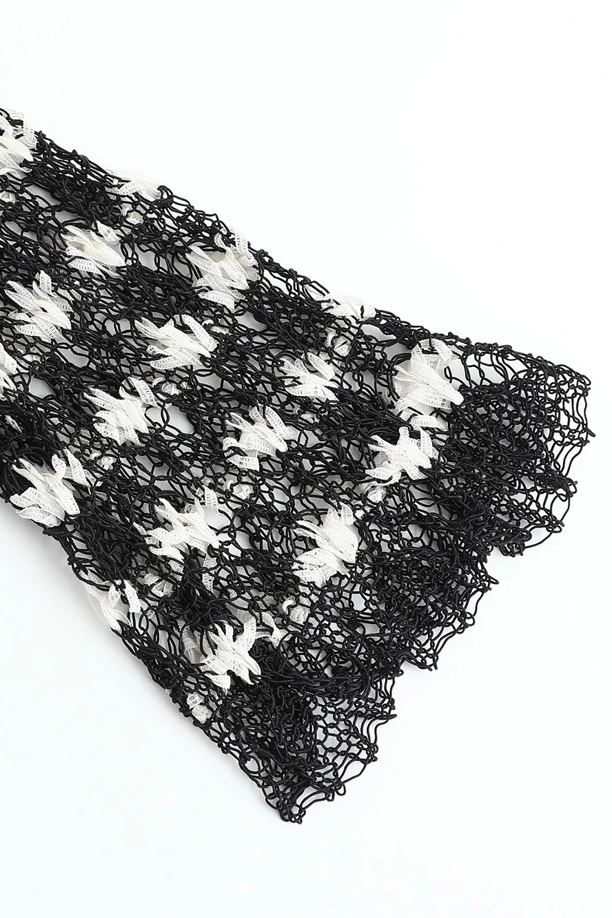 SWAYING/KNIT Hollow eyelet long-sleeved top (two pieces) SW24SS1T55 black PS76 - Image 12
