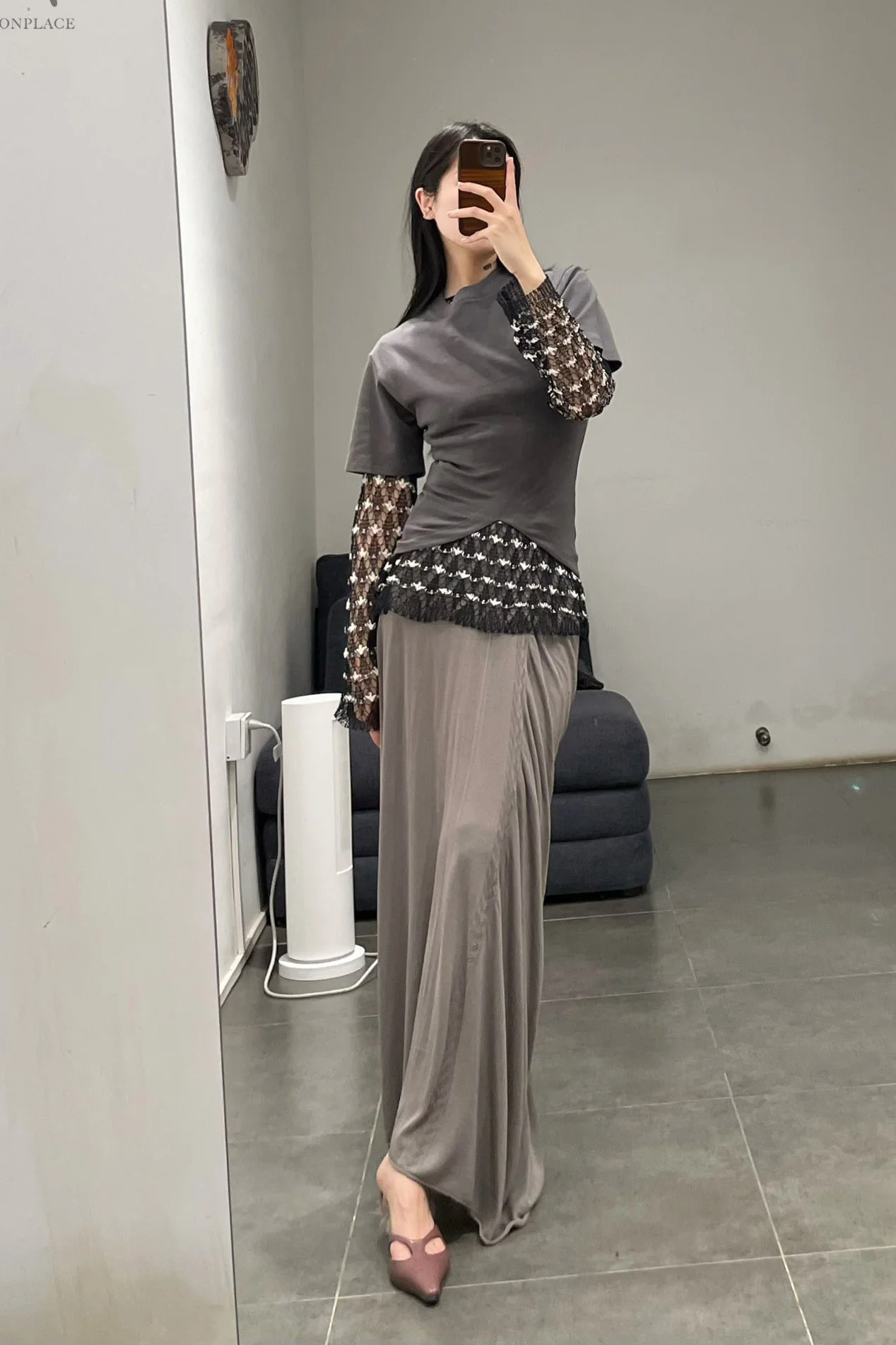 SWAYING/KNIT Hollow eyelet long-sleeved top (two pieces) SW24SS1T55 black PS76 - Image 17