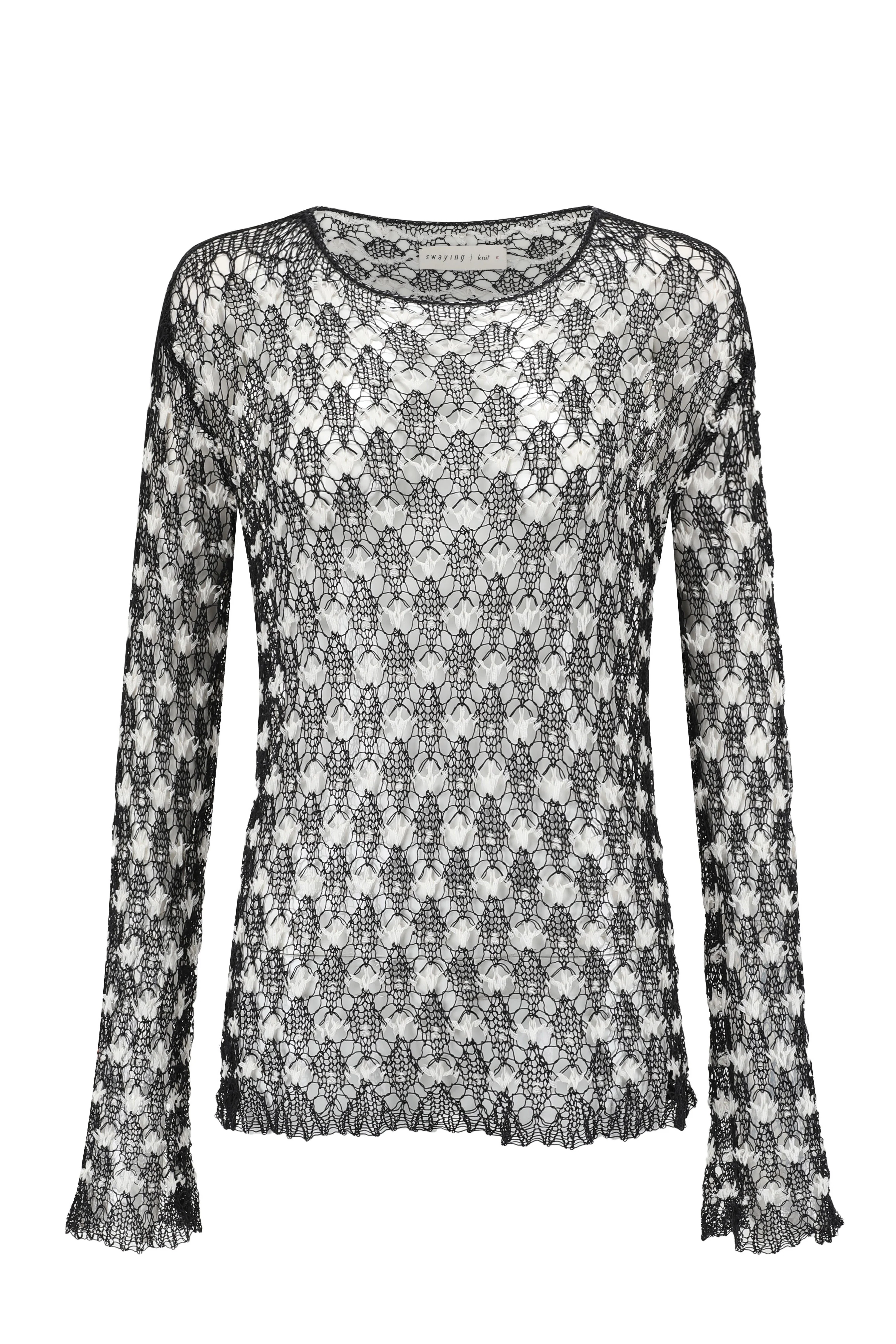 SWAYING/KNIT Hollow eyelet long-sleeved top (two pieces) SW24SS1T55 black PS76 - Image 5