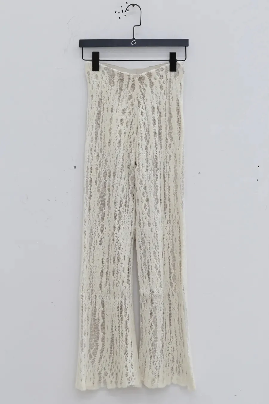 SWAYING/KNIT Hollow Flower Style Straight Pants SW23AW3B44 White - Image 4