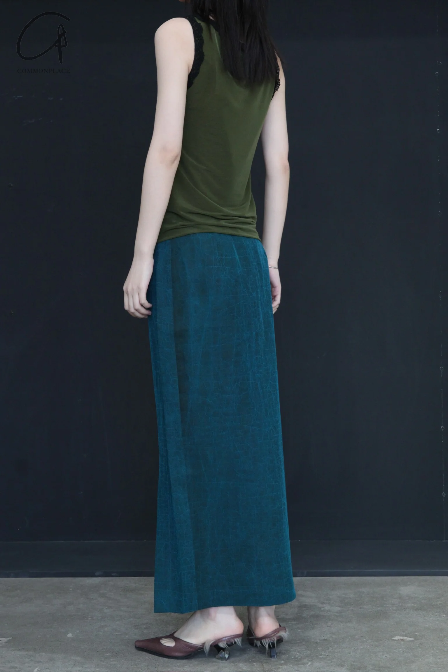 SWAYING/KNIT hook stitching mesh vest SW24SS1T36 grass green PS73 - Image 3