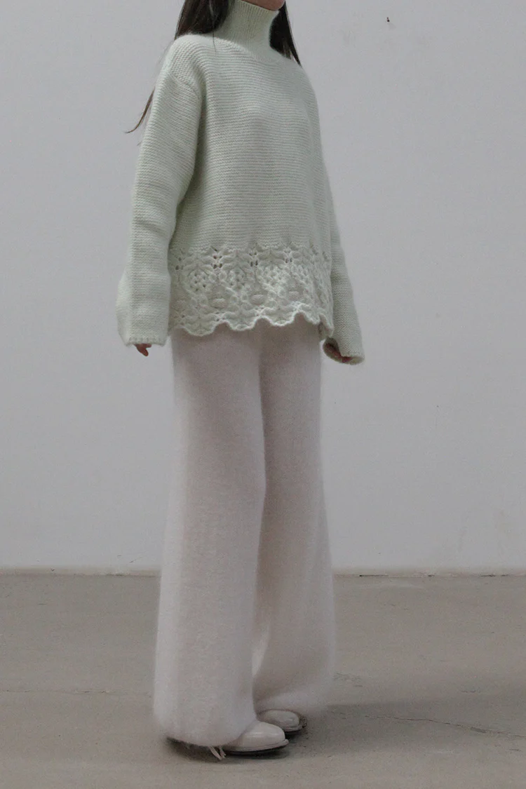 SWAYING/KNIT Lace Detail Big Sweater SW212SZ21 Green - Image 6