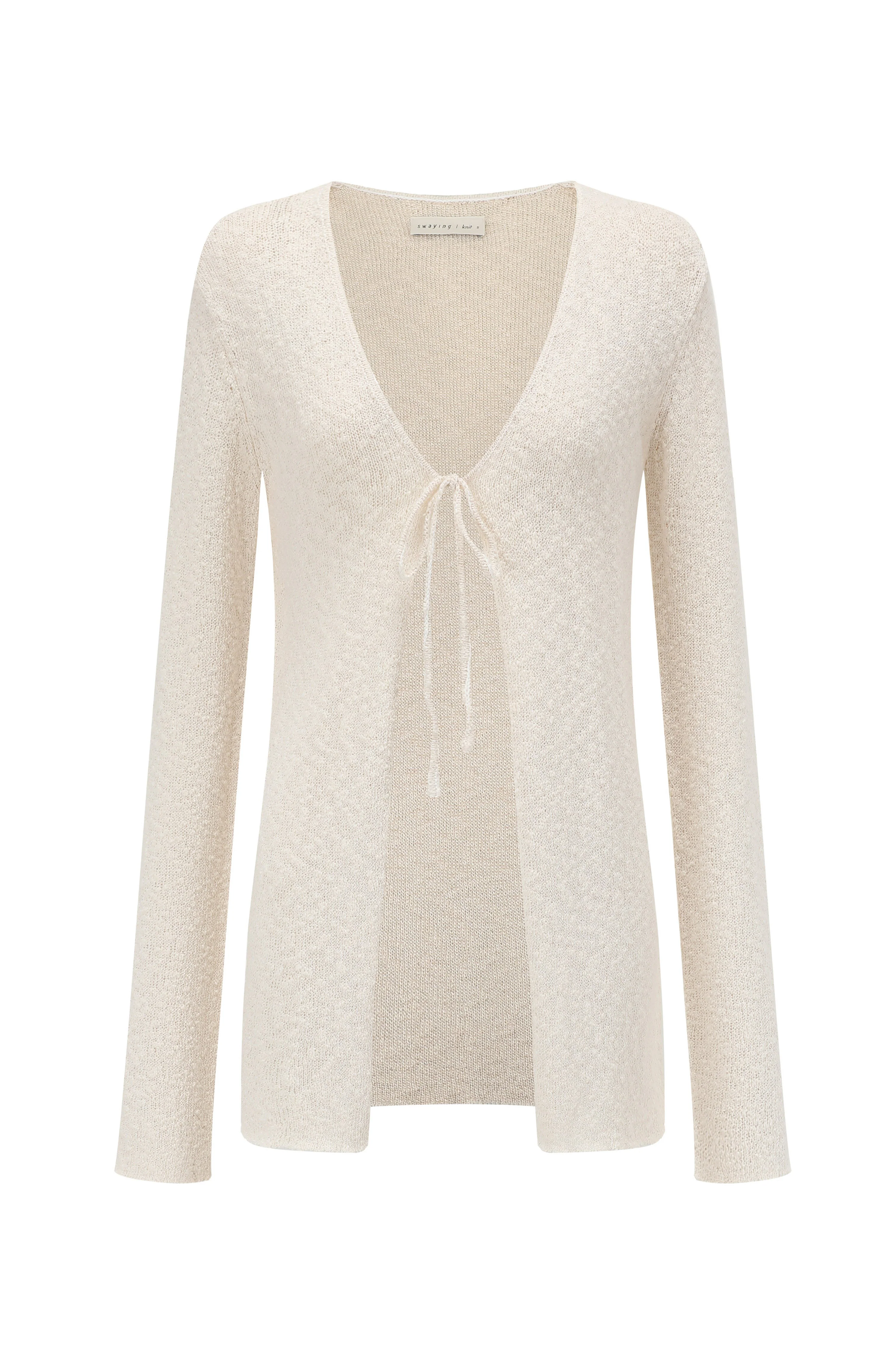 SWAYING/KNIT lace-up long-sleeved cardigan SW24SS1T74 white PS77 - Image 5